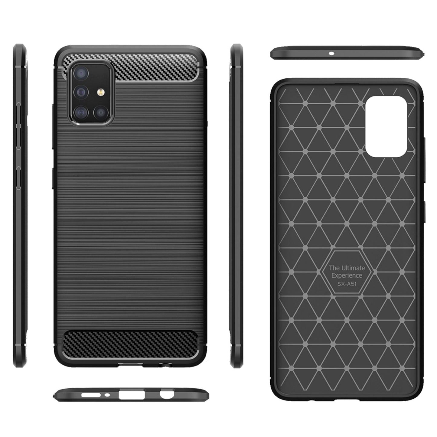 NALIA Carbon Look Case for Samsung Galaxy A51, Phone Case Protective Cover