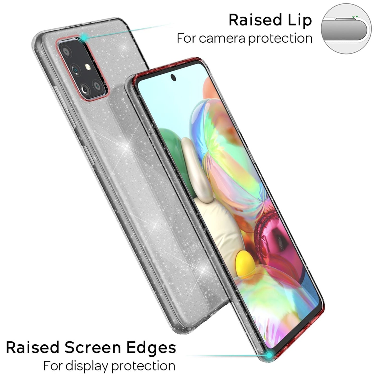 NALIA Glitter Phone Case for Samsung Galaxy A71, Bling Silicone Rhinestone Phone Case