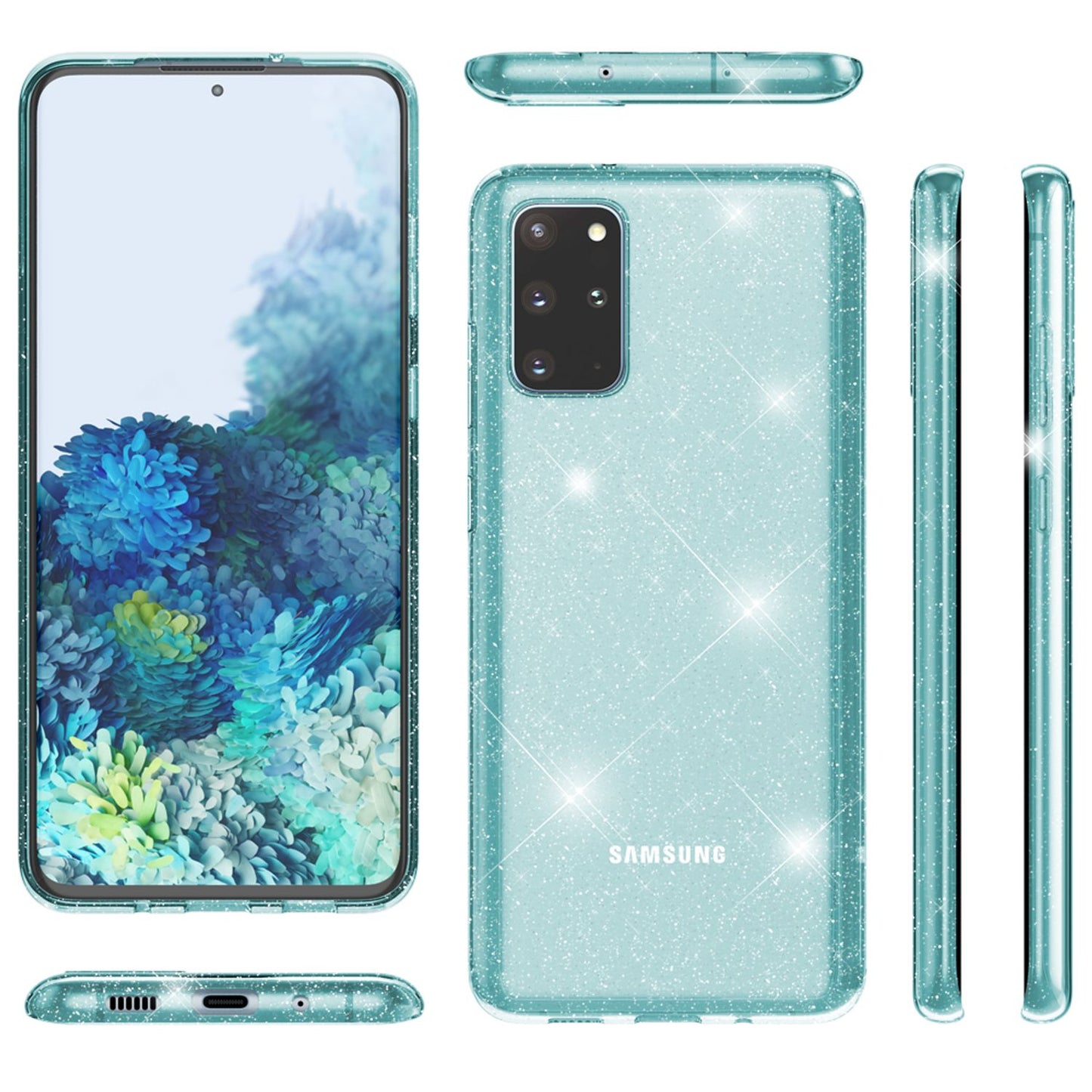 NALIA Glitzer Handyhülle für Samsung Galaxy S20 Plus, Bling Silikon Handy Schutz Hülle
