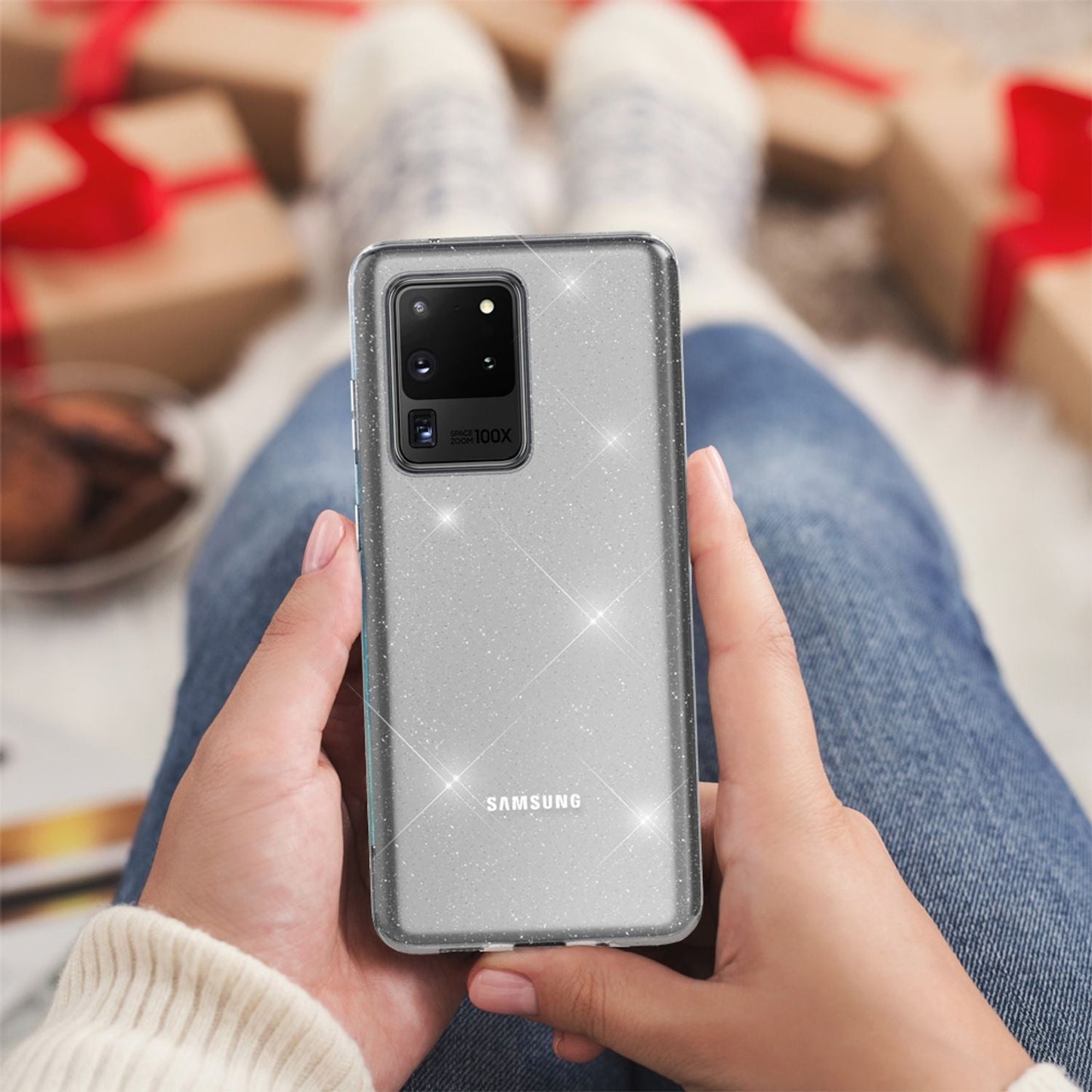 NALIA glitrandi símahulstur fyrir Samsung Galaxy S20 Ultra, sílikon símahulstur