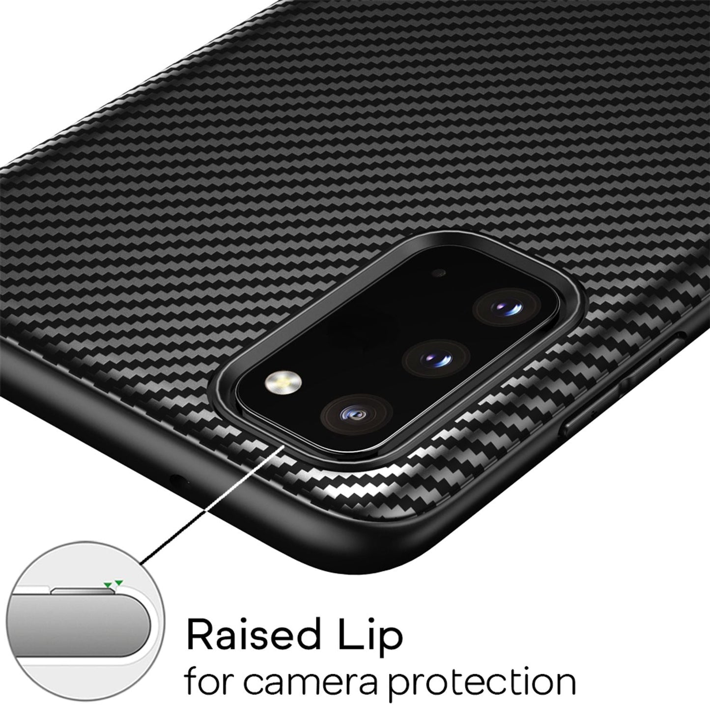 NALIA Carbon hulstur fyrir Samsung Galaxy S20, sílikon símahulstur úr TPU