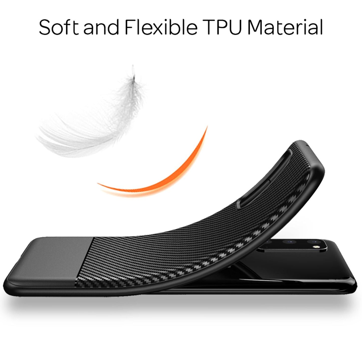 NALIA Carbon hulstur fyrir Samsung Galaxy S20, sílikon símahulstur úr TPU