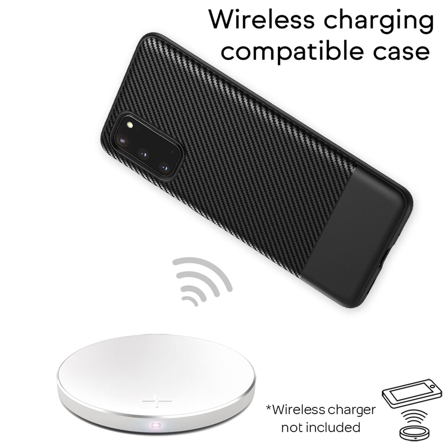 NALIA Carbon hulstur fyrir Samsung Galaxy S20, sílikon símahulstur úr TPU