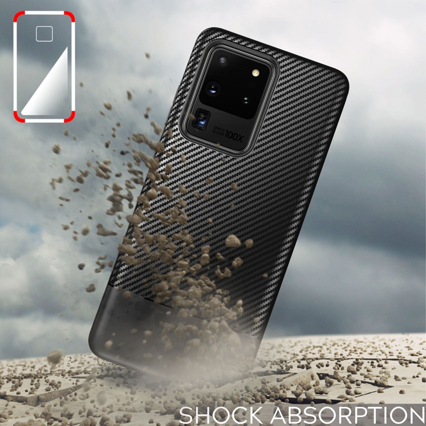 NALIA Carbon hulstur fyrir Samsung Galaxy S20 Ultra, sílikon símahulstur