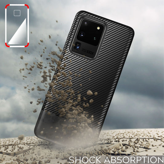NALIA Carbon Case for Samsung Galaxy S20 Ultra, Silicone Phone Case Protective Cover