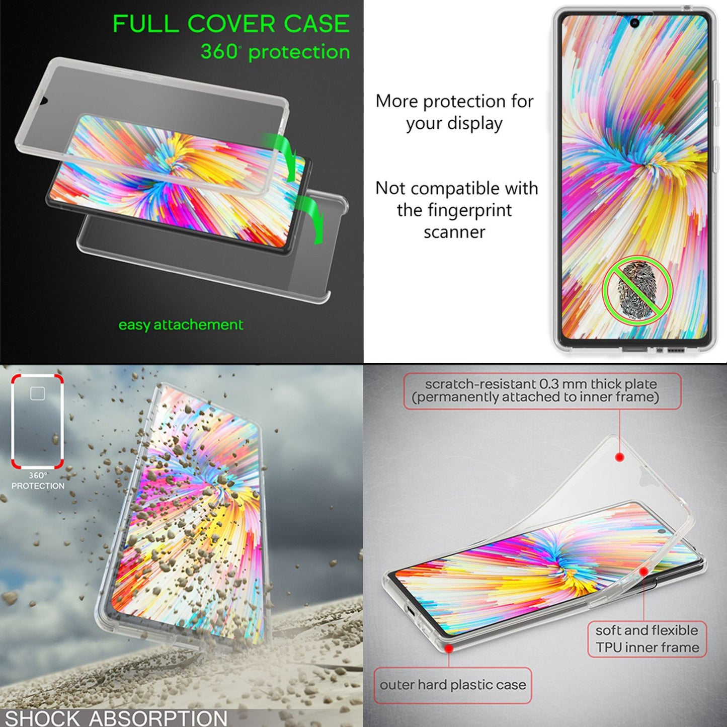 NALIA 360 Degree Phone Case Compatible with Samsung Galaxy S10 Lite, Full Cover