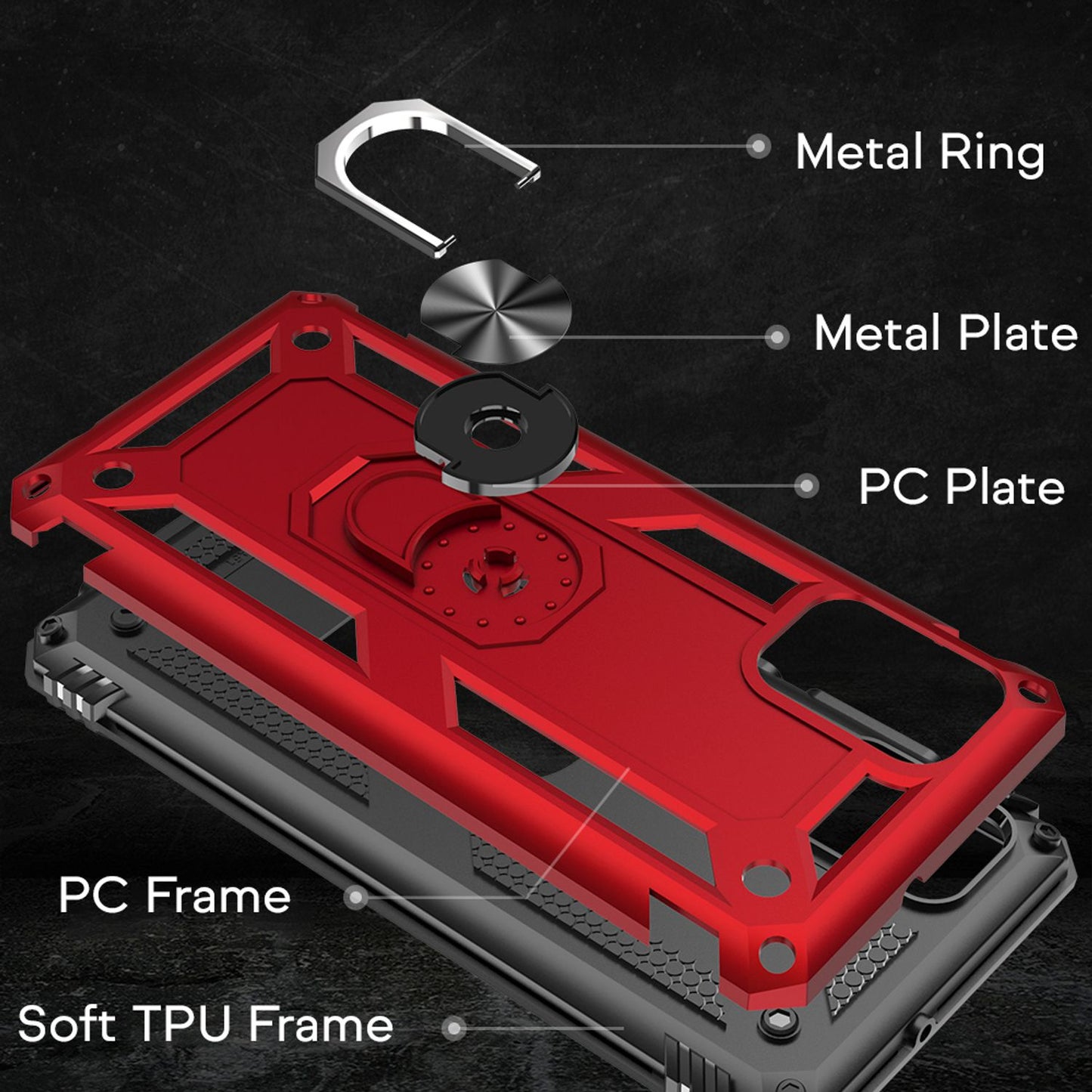 NALIA hringhulstur fyrir Samsung Galaxy A71, símahlífðartaska með stuðara