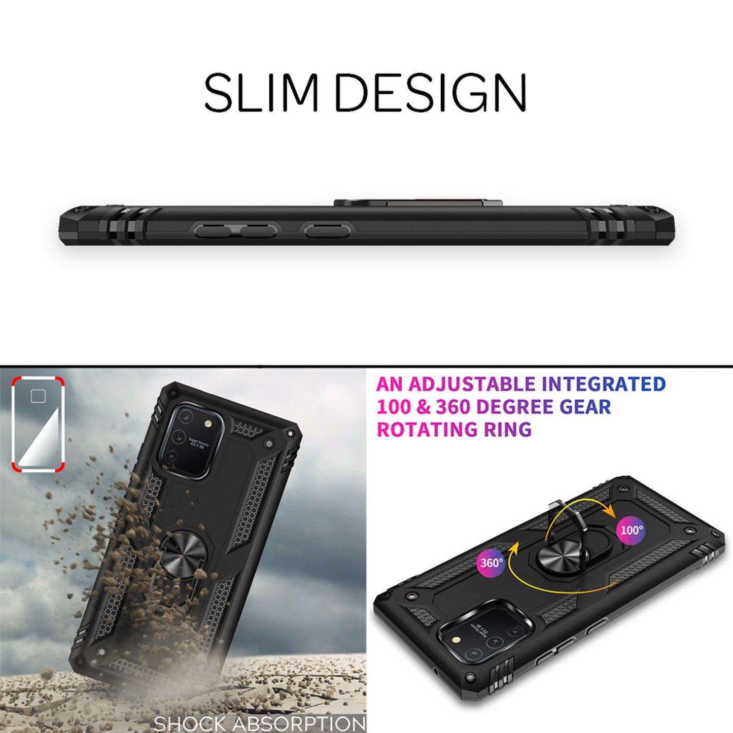 NALIA Ring Hülle für Samsung Galaxy S10 Lite, Handy Schutz Tasche Cover TPU Case