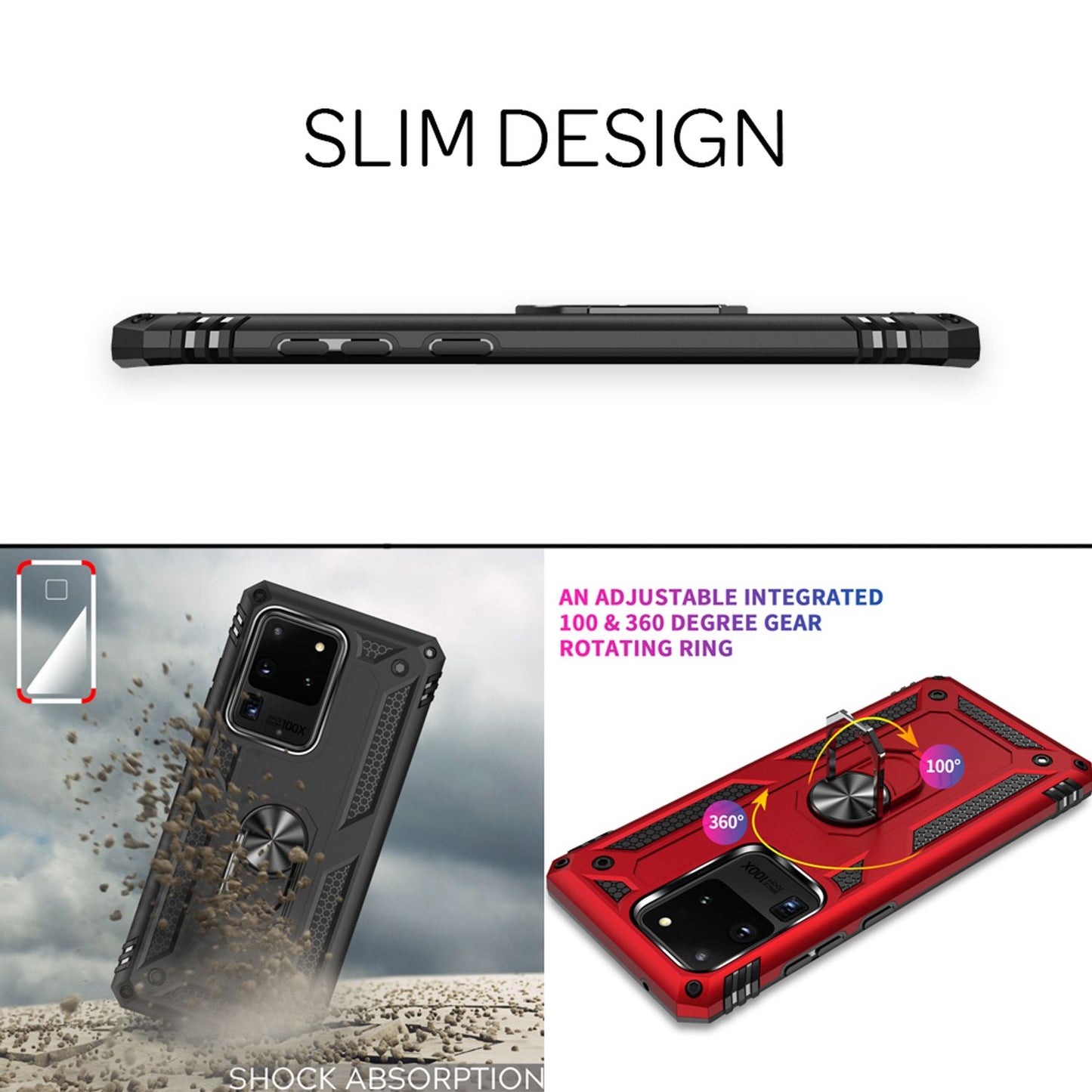 NALIA Ring Case fyrir Samsung Galaxy S20 Ultra, verndandi símahulstur