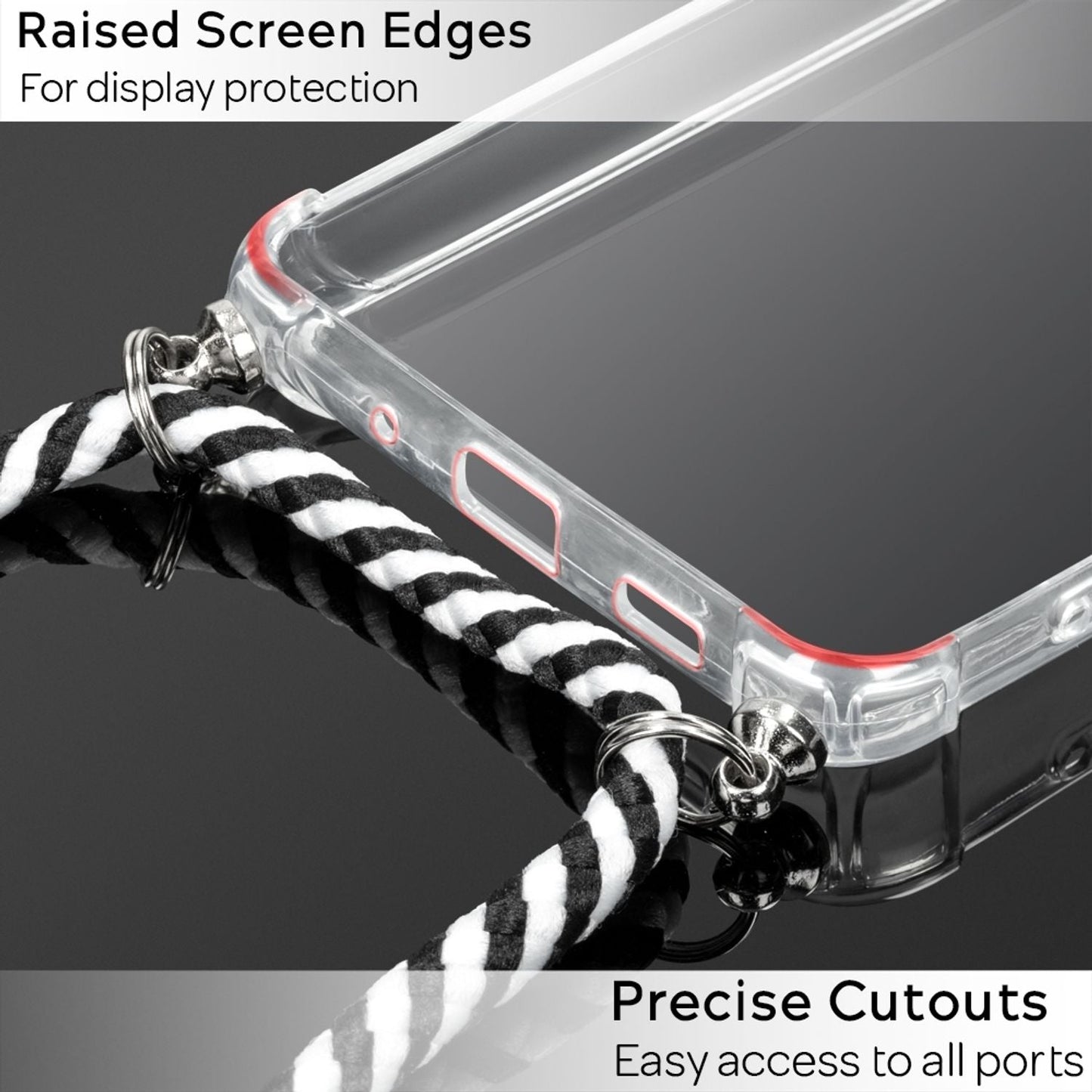 NALIA símahulstur með keðju fyrir Samsung Galaxy S20, mjúkt símahulstur með snúru