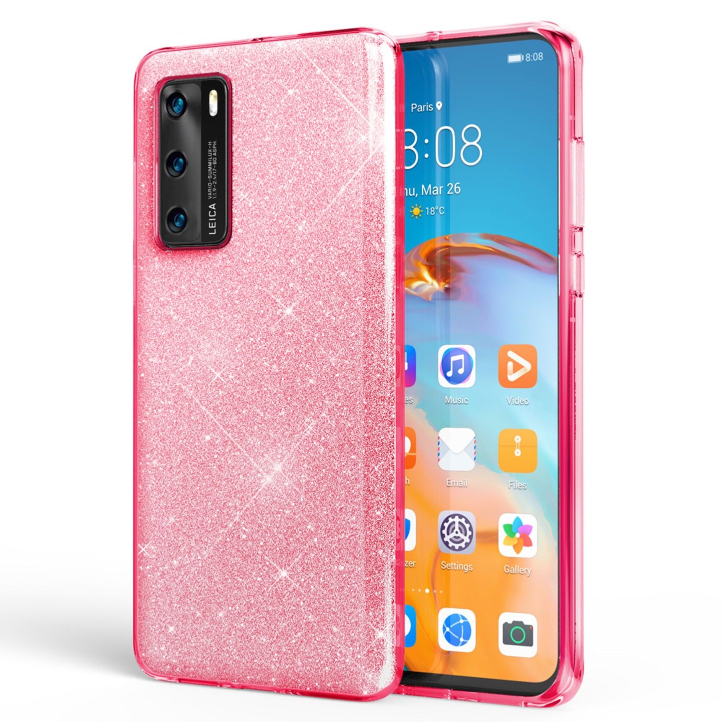 NALIA Glitter Phone Case for Huawei P40, Glitter Phone Case Bling Cover Protective Bag