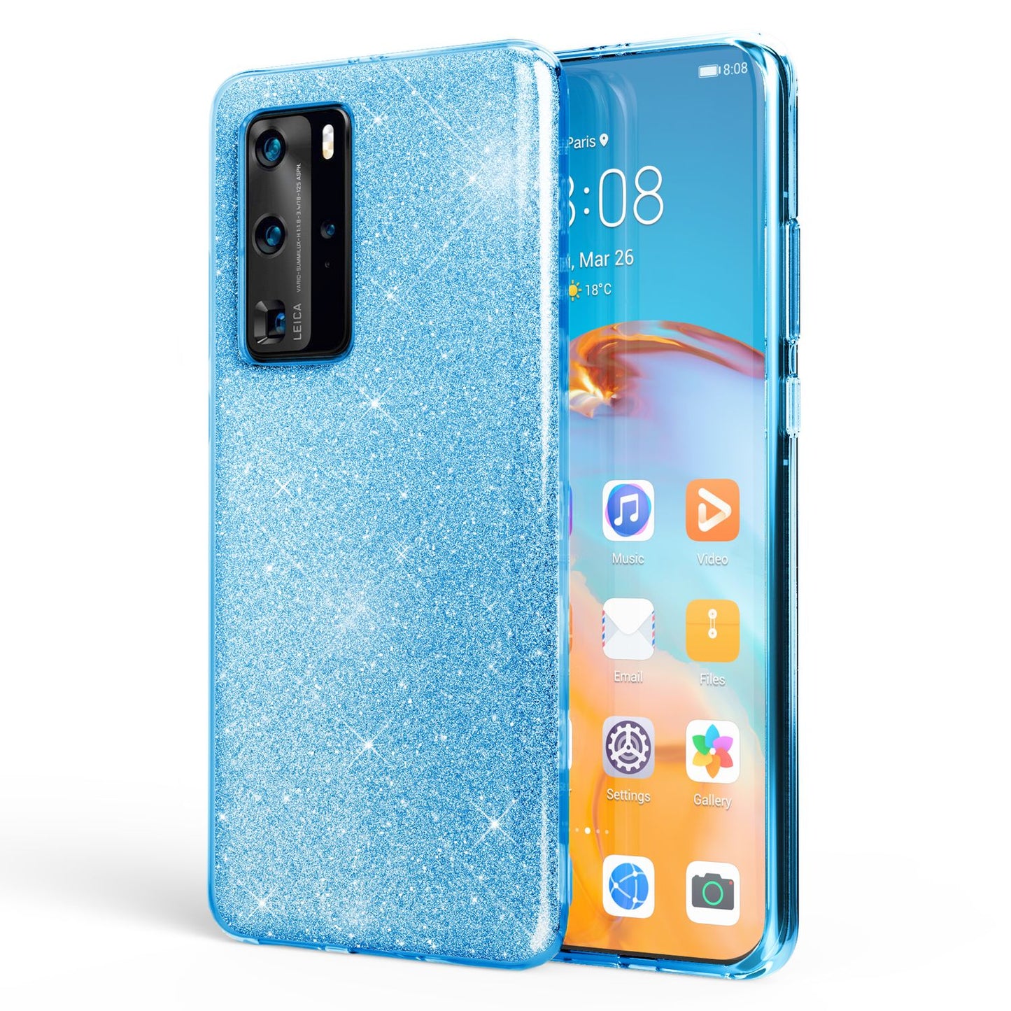 NALIA glitrandi símahulstur fyrir Huawei P40 Pro, glitrandi símahulstur með verndartaska
