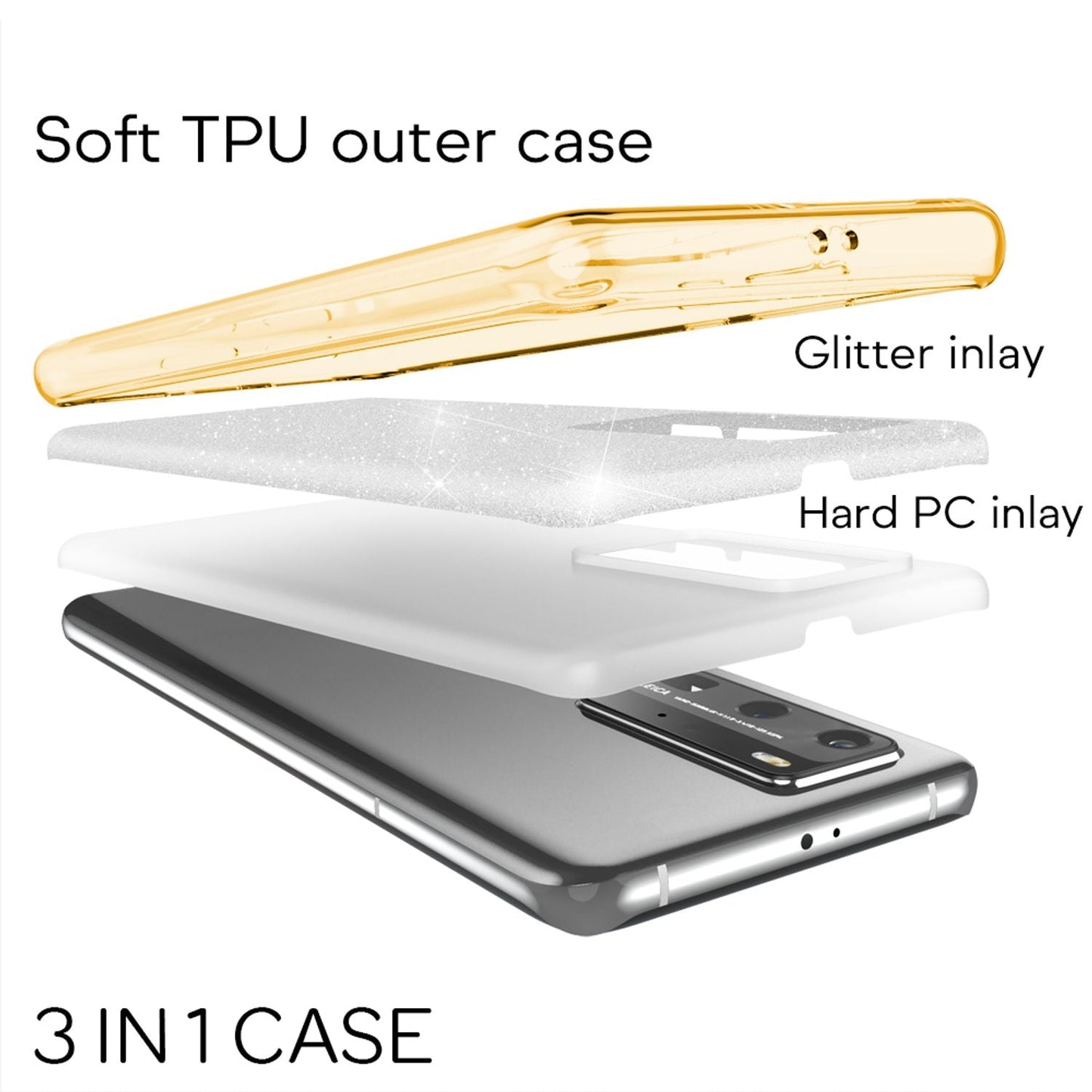 NALIA glitrandi símahulstur fyrir Huawei P40 Pro, glitrandi símahulstur með verndartaska