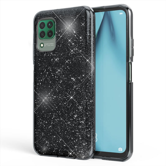 NALIA Glitrandi símahulstur fyrir Huawei P40 Lite, Glitrandi símahulstur með Bling hlífðarfilmu