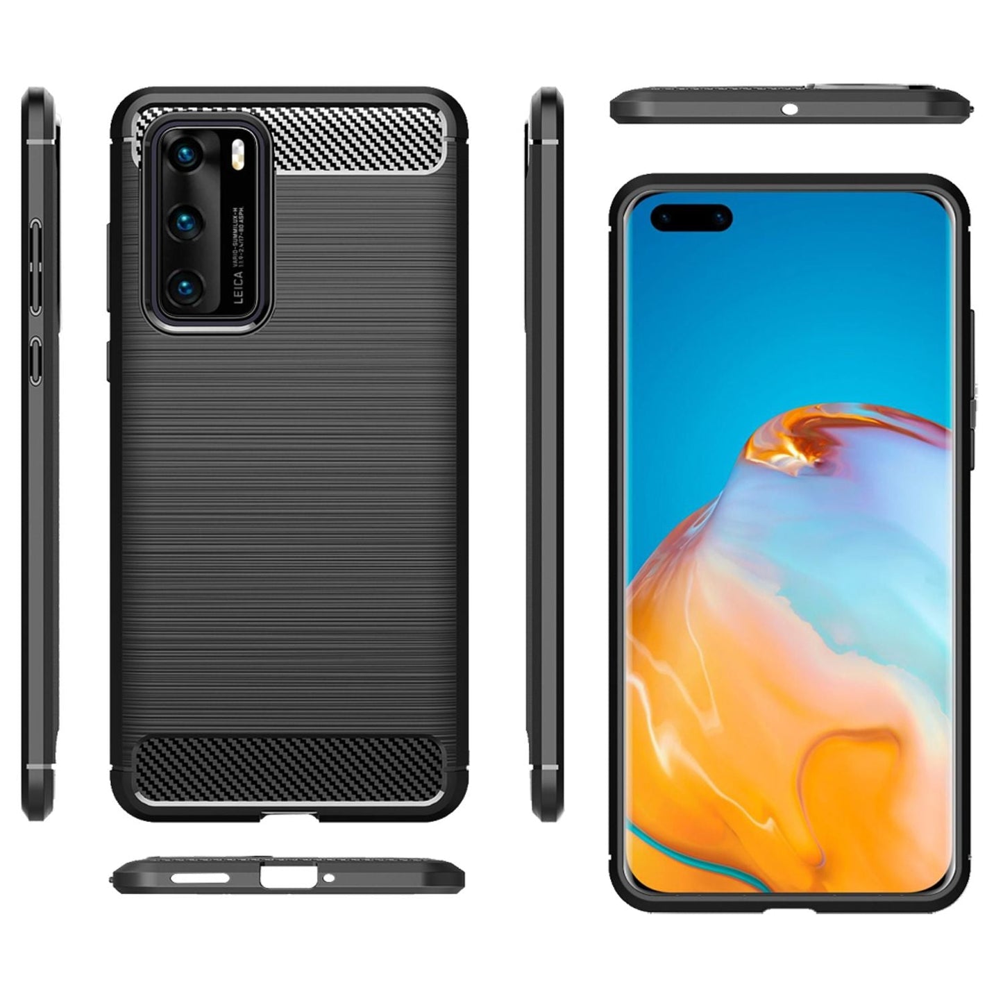 NALIA Carbon Look Case for Huawei P40, Phone Case Protective Bag Cover Bumper