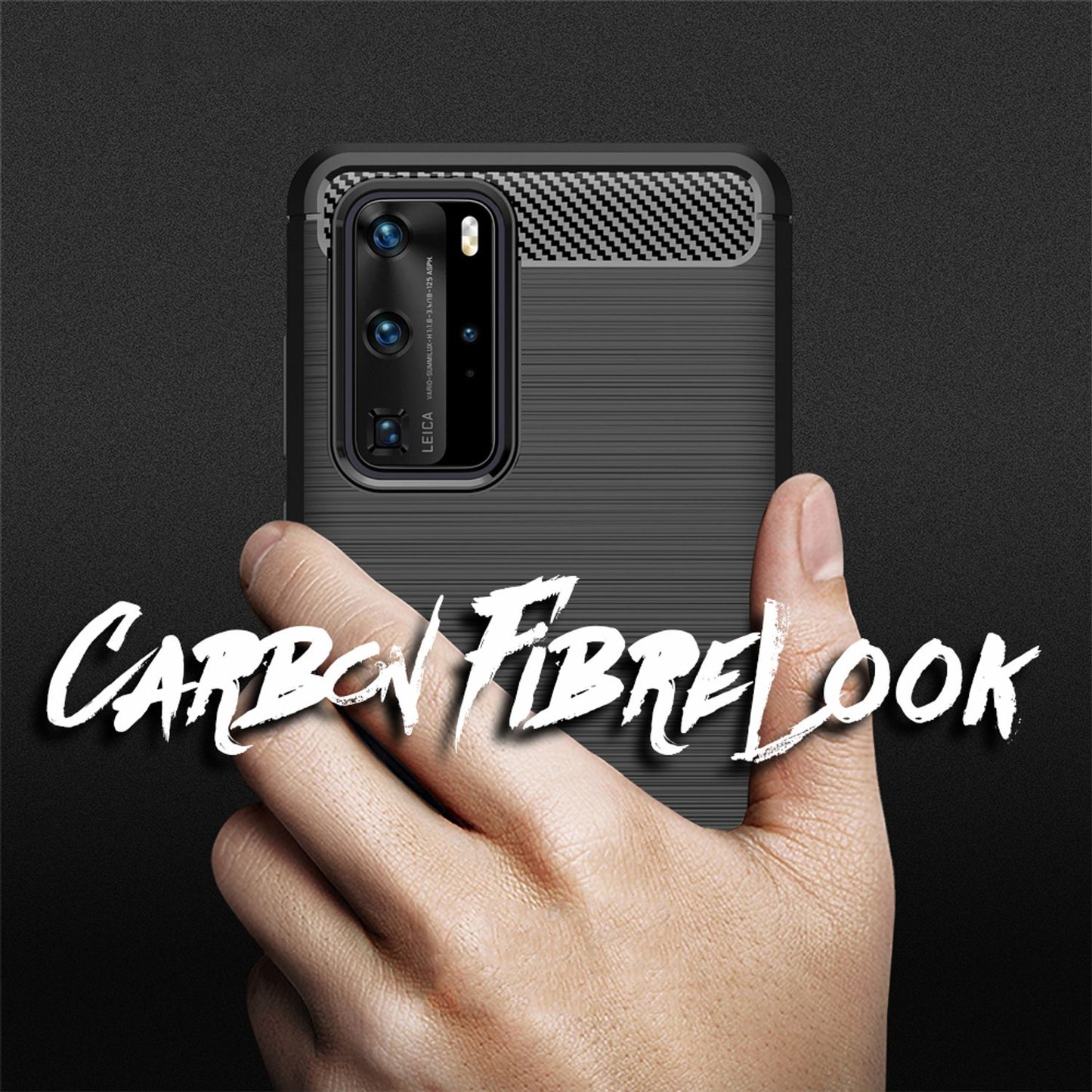 NALIA Carbon Look Case for Huawei P40 Pro, Phone Case Protective Bag TPU Cover