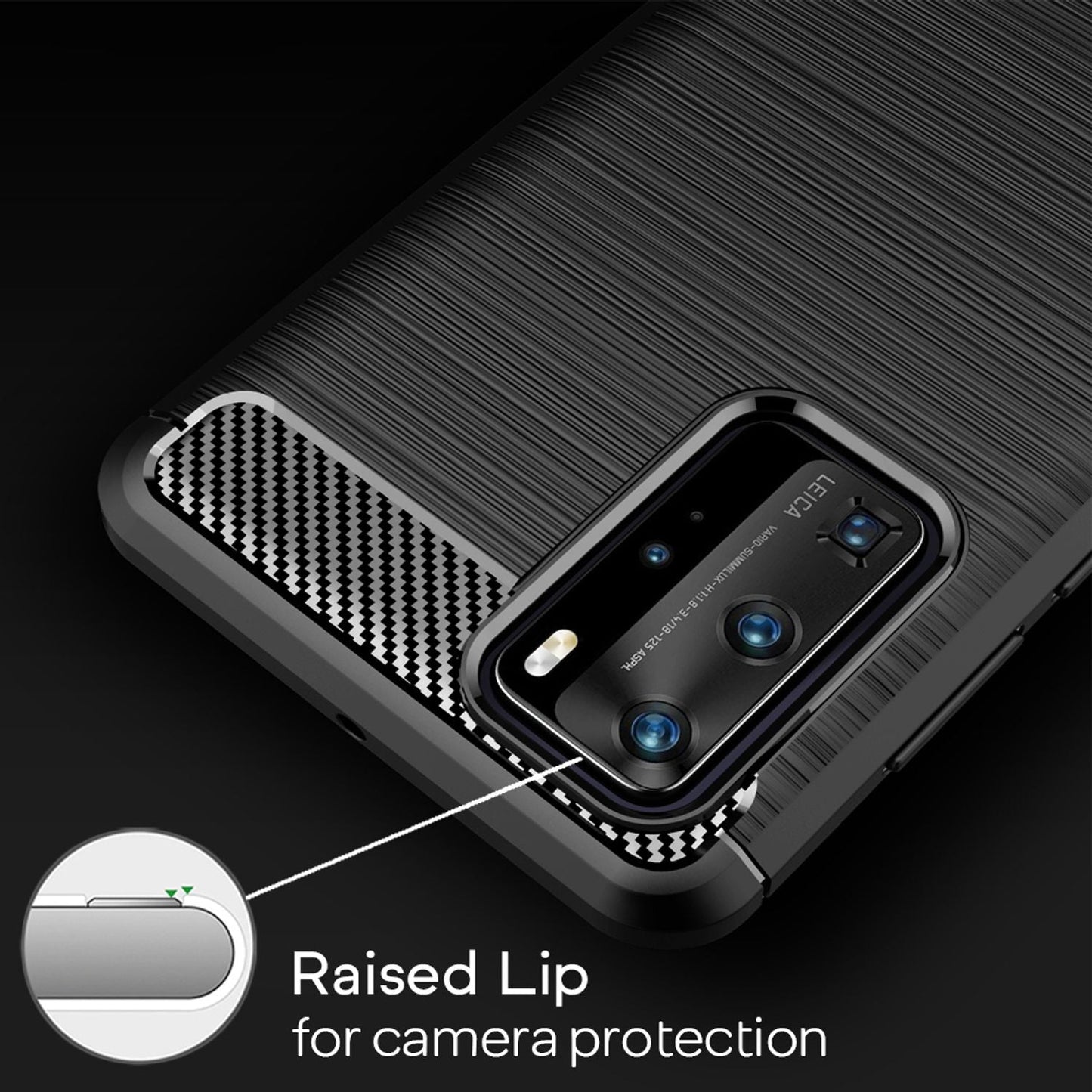 NALIA Carbon Look Case for Huawei P40 Pro, Phone Case Protective Bag TPU Cover