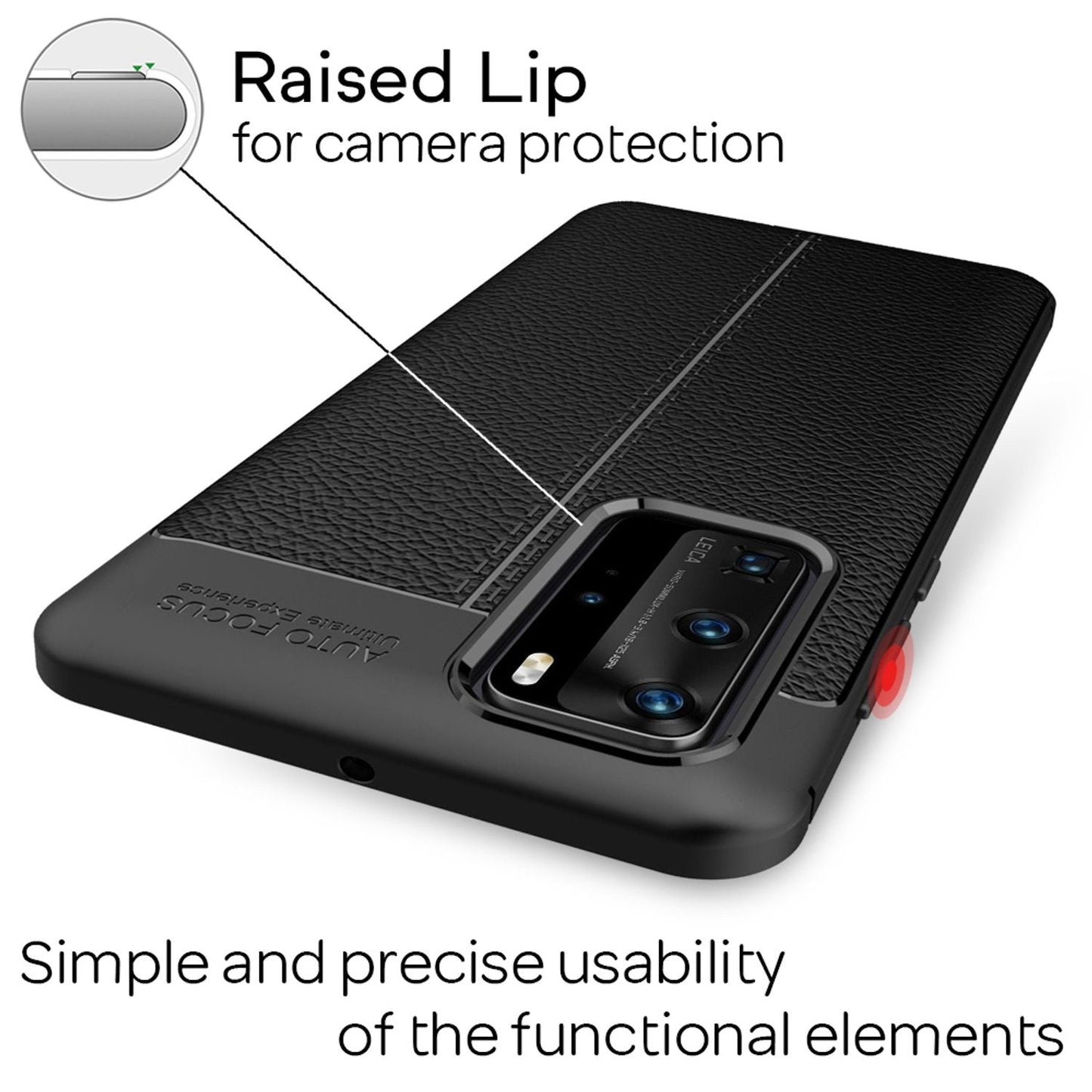 NALIA Phone Case for Huawei P40 Pro, Leather Look, Stylish Phone Case