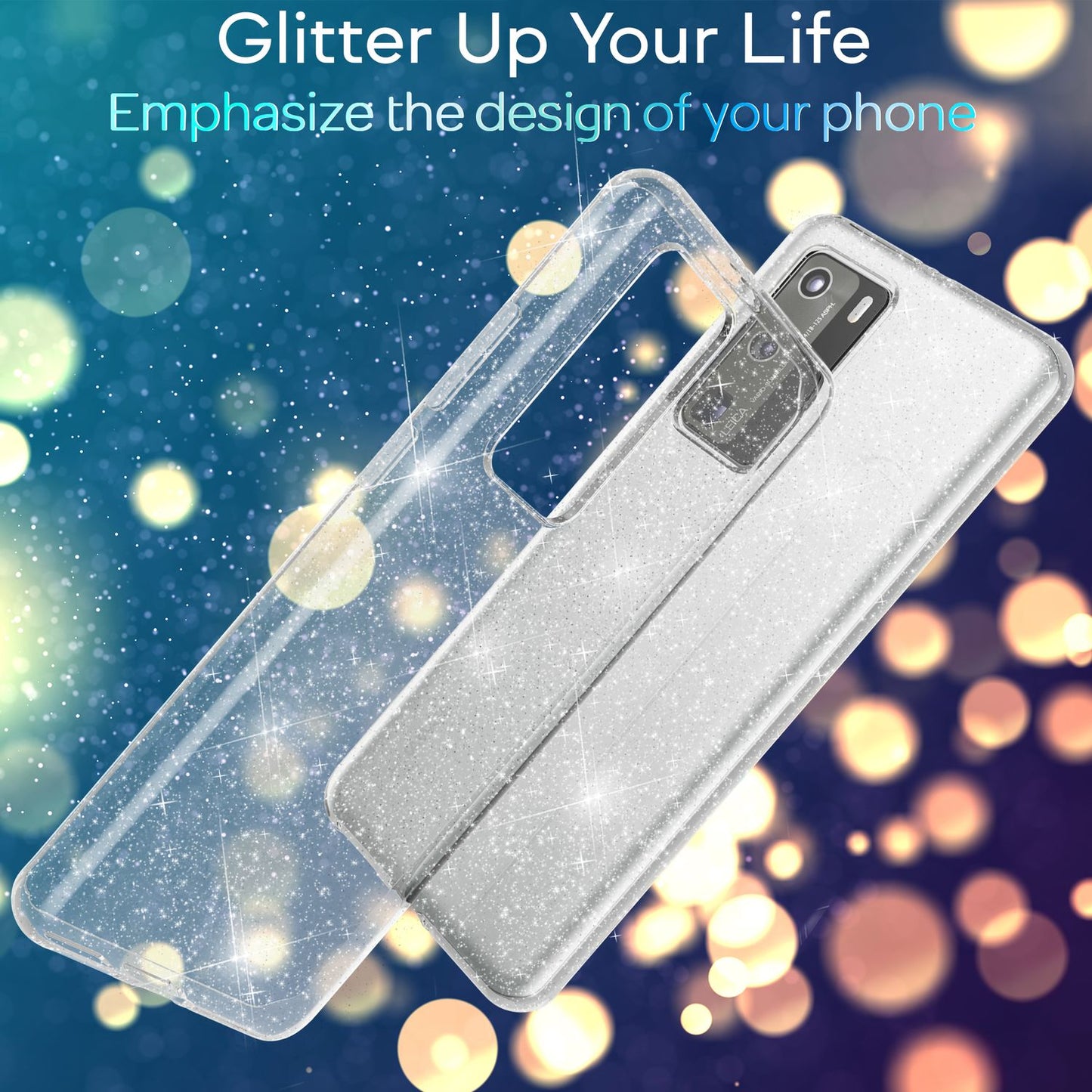 NALIA Glitter Phone Case for Huawei P40 Pro, Bling Silicone Phone Case Cover