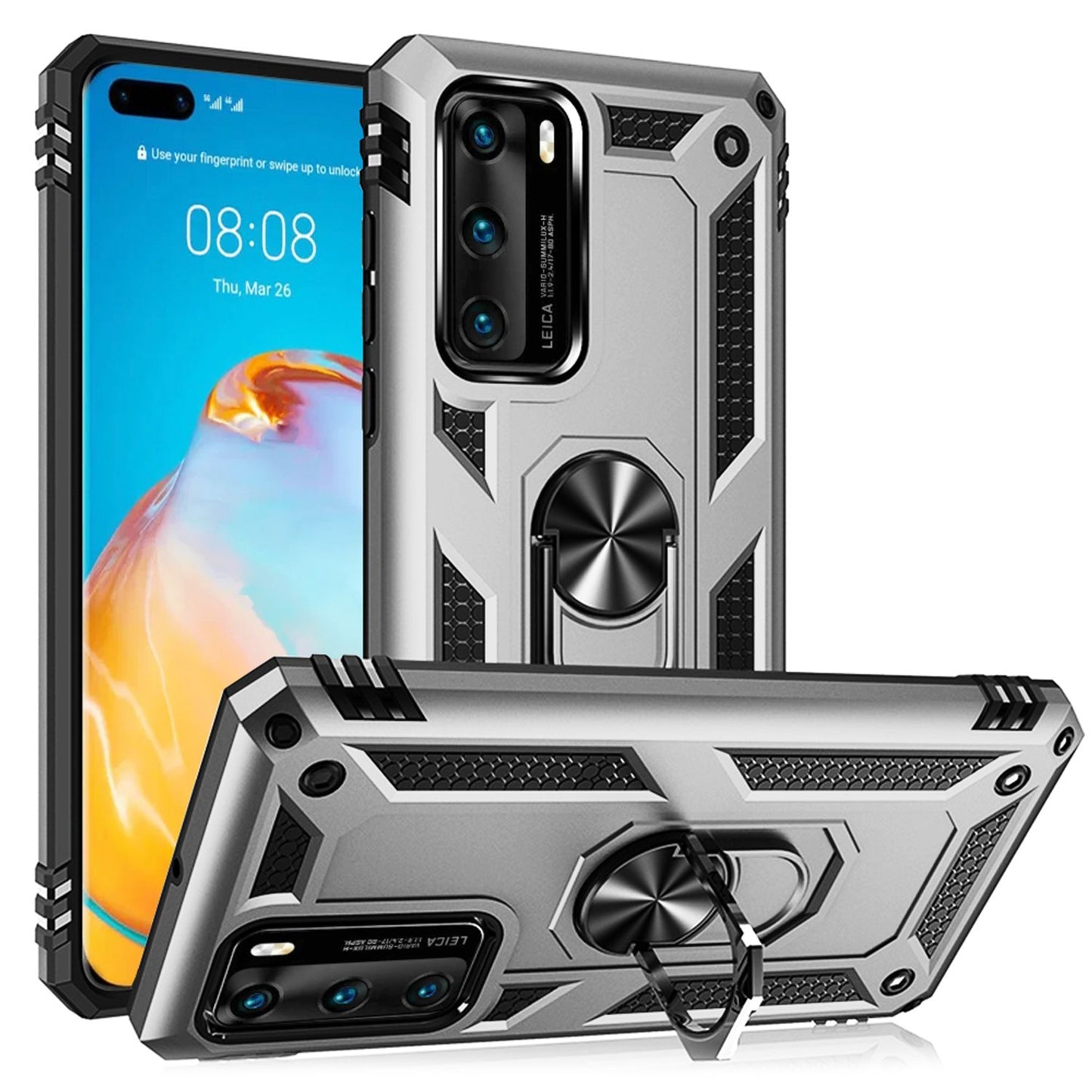 NALIA Ring Case fyrir Huawei P40, farsímahlífðarhulstur, þunnt hulstur með stuðara