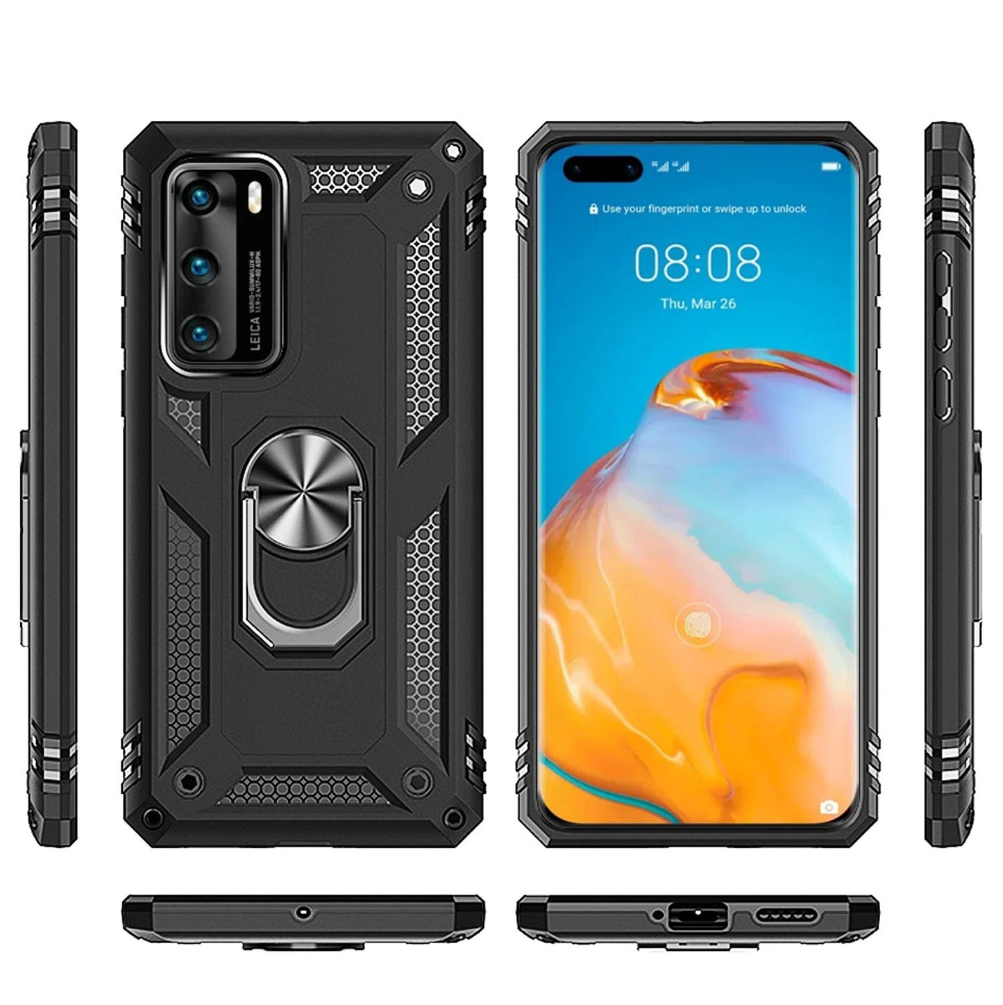 NALIA Ring Case fyrir Huawei P40, farsímahlífðarhulstur, þunnt hulstur með stuðara