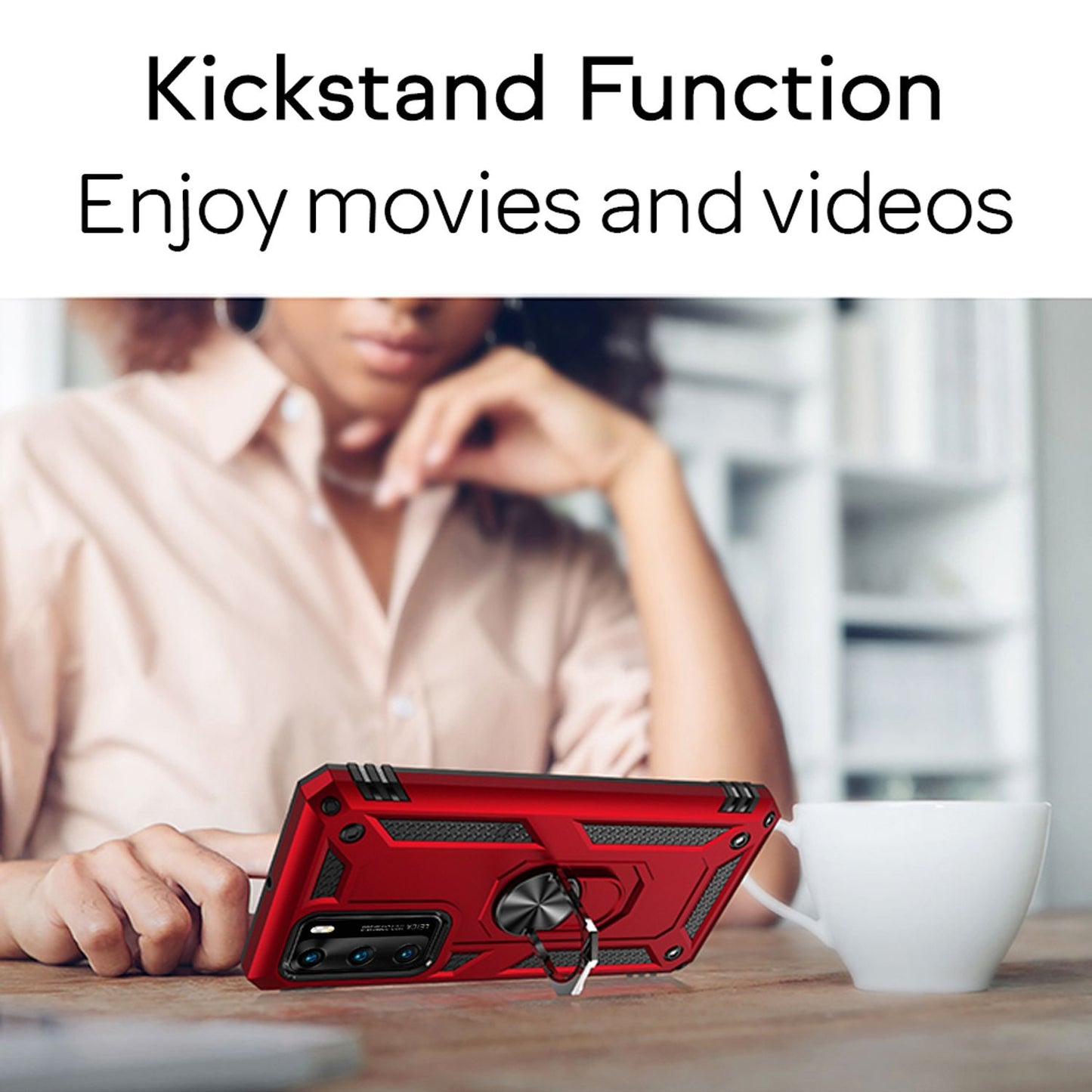 NALIA Ring Case fyrir Huawei P40, farsímahlífðarhulstur, þunnt hulstur með stuðara