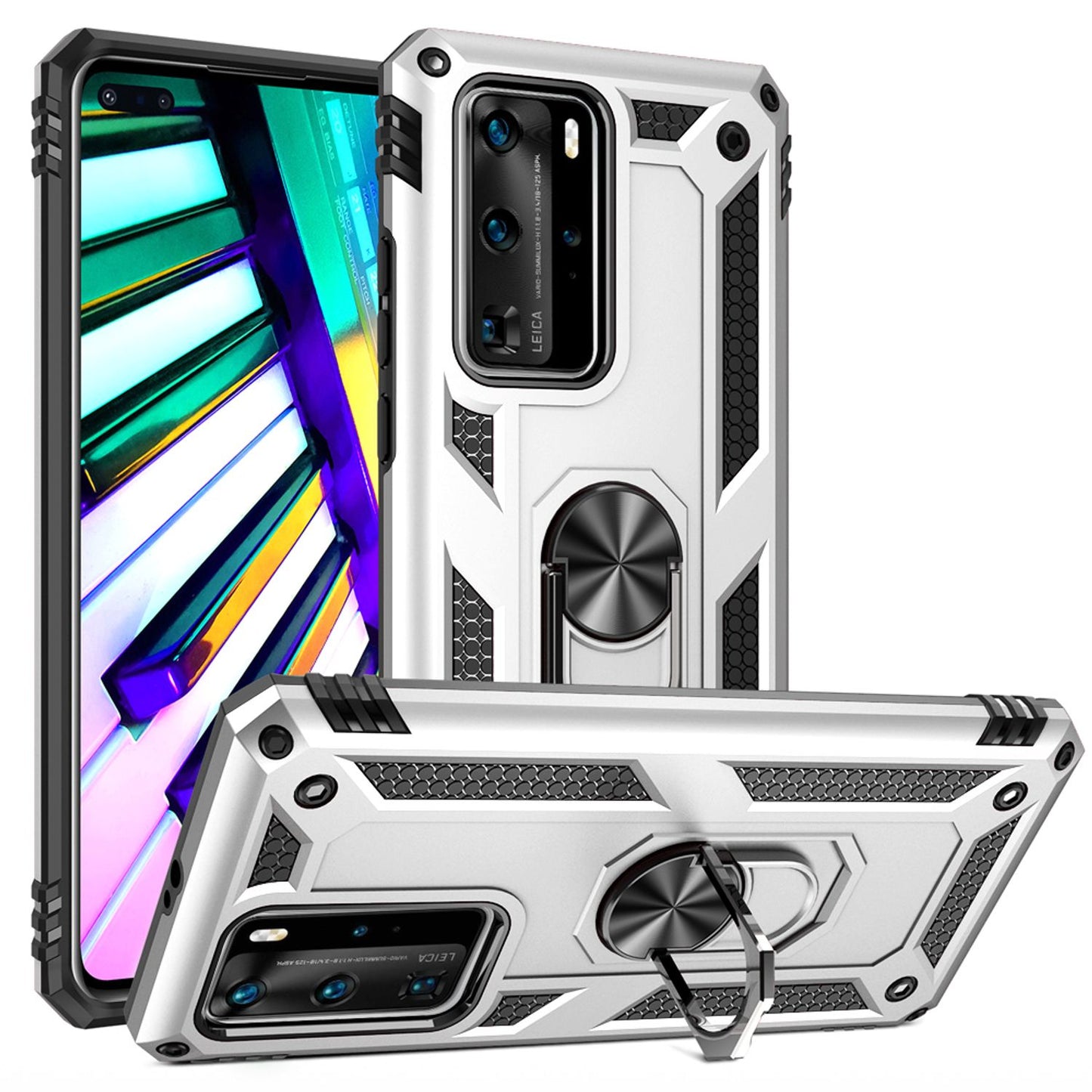 NALIA Ring Hülle für Huawei P40 Pro, Handy Schutz Tasche Cover Case Bumper Etui