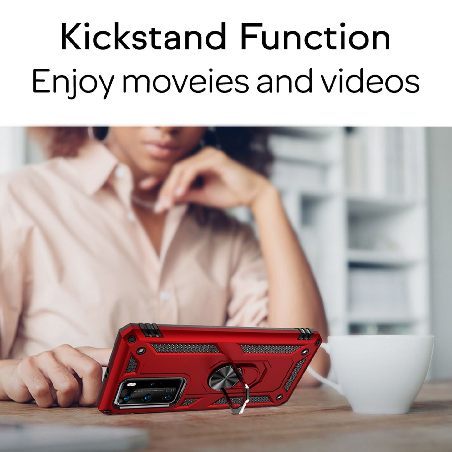 NALIA Ring Hülle für Huawei P40 Pro, Handy Schutz Tasche Cover Case Bumper Etui