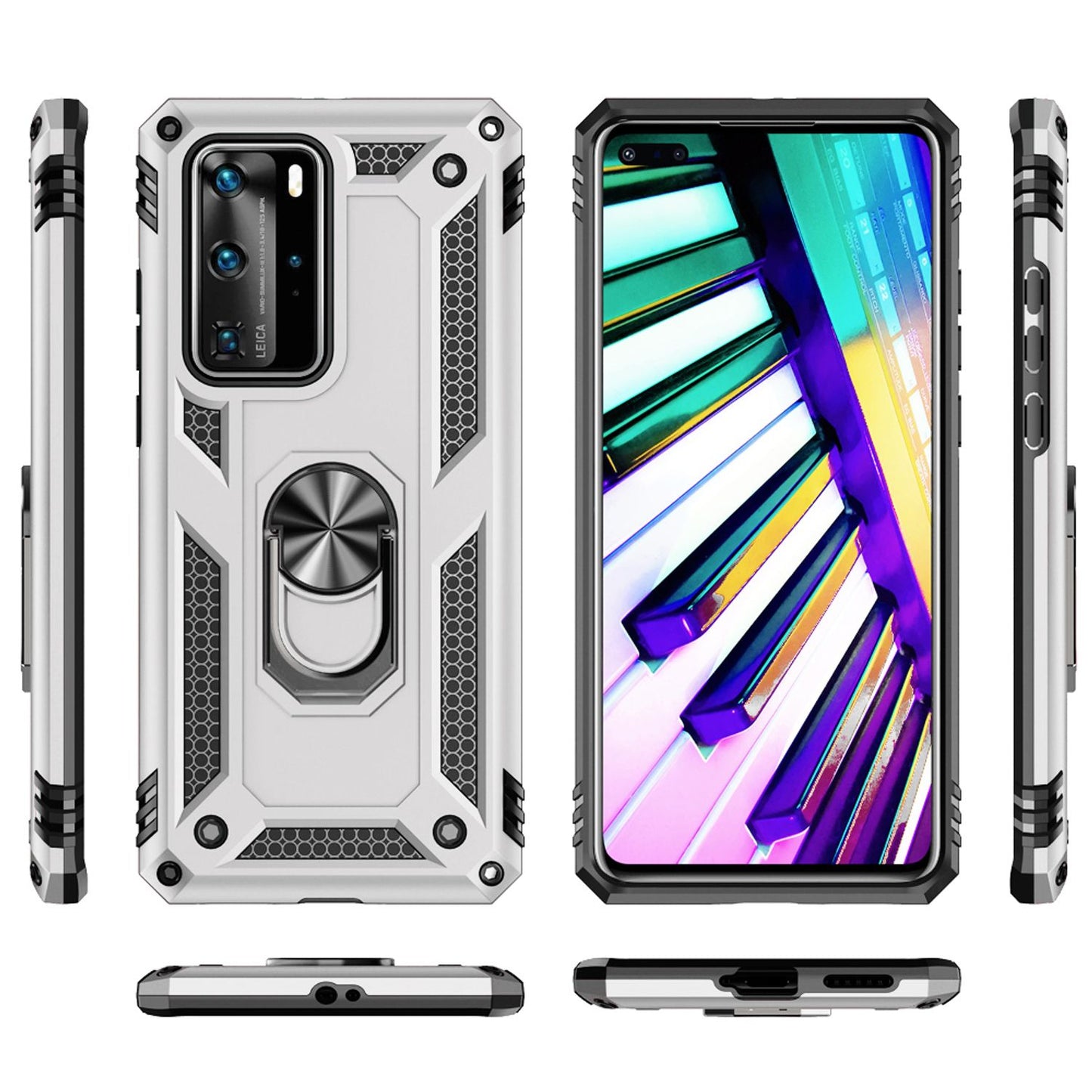 NALIA Ring Hülle für Huawei P40 Pro, Handy Schutz Tasche Cover Case Bumper Etui