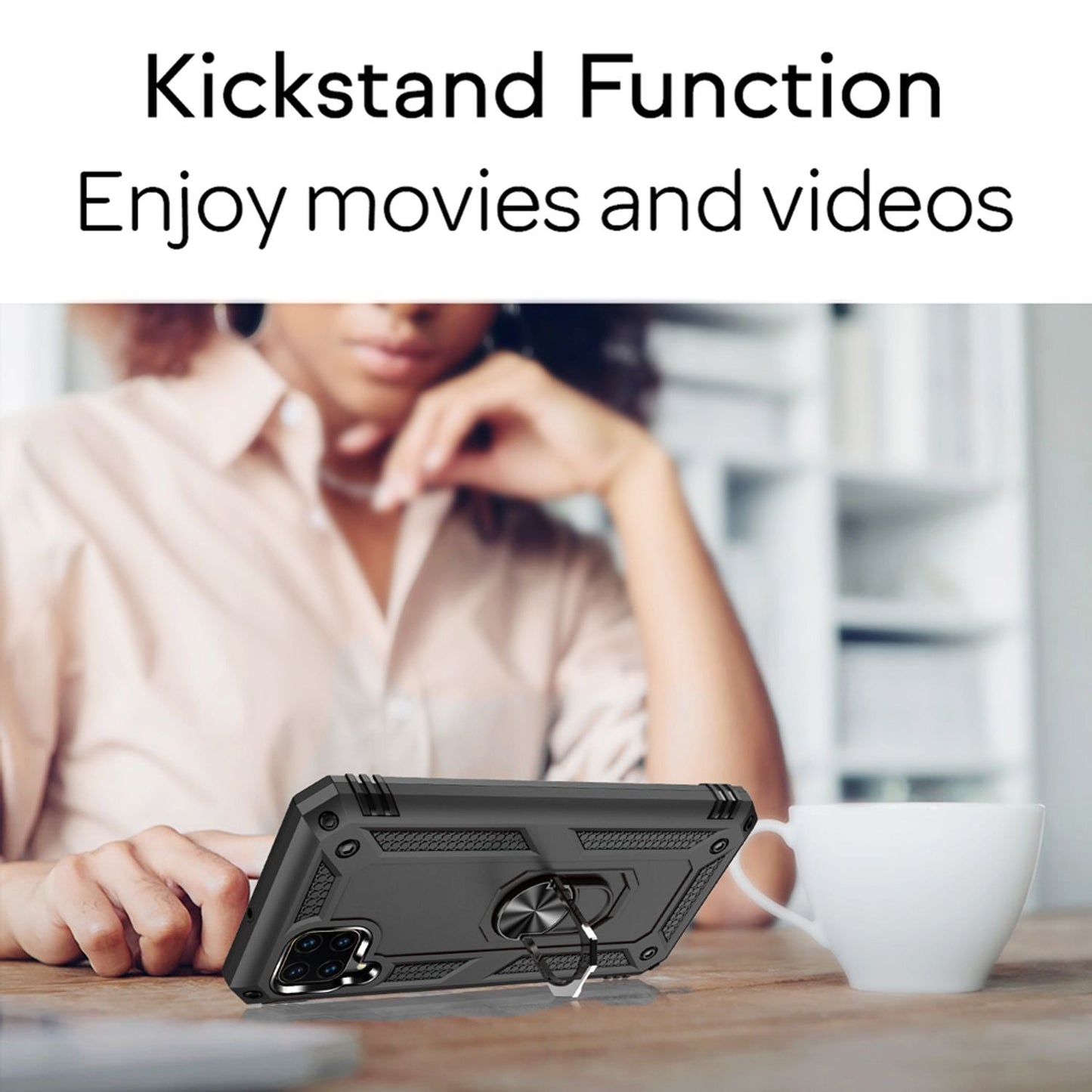 NALIA Ring Case fyrir Huawei P40 Lite, símahlífðarhulstur með stuðara