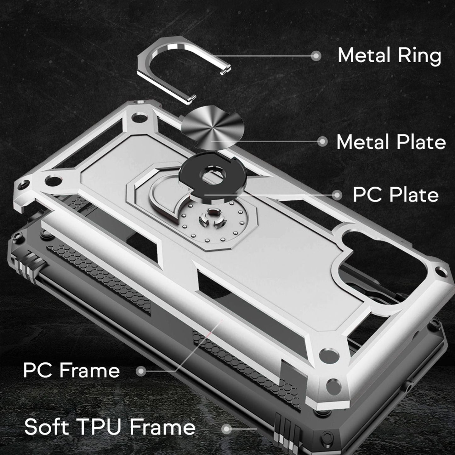 NALIA Ring Case fyrir Huawei P40 Lite, símahlífðarhulstur með stuðara