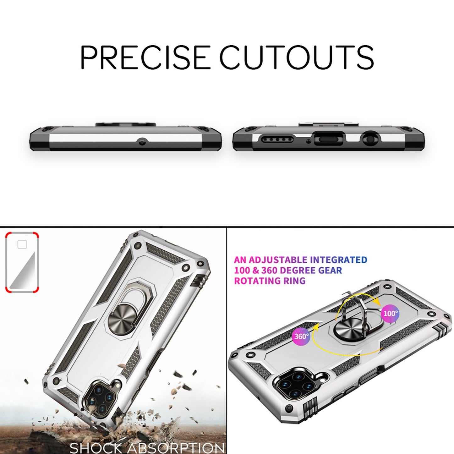 NALIA Ring Case fyrir Huawei P40 Lite, símahlífðarhulstur með stuðara