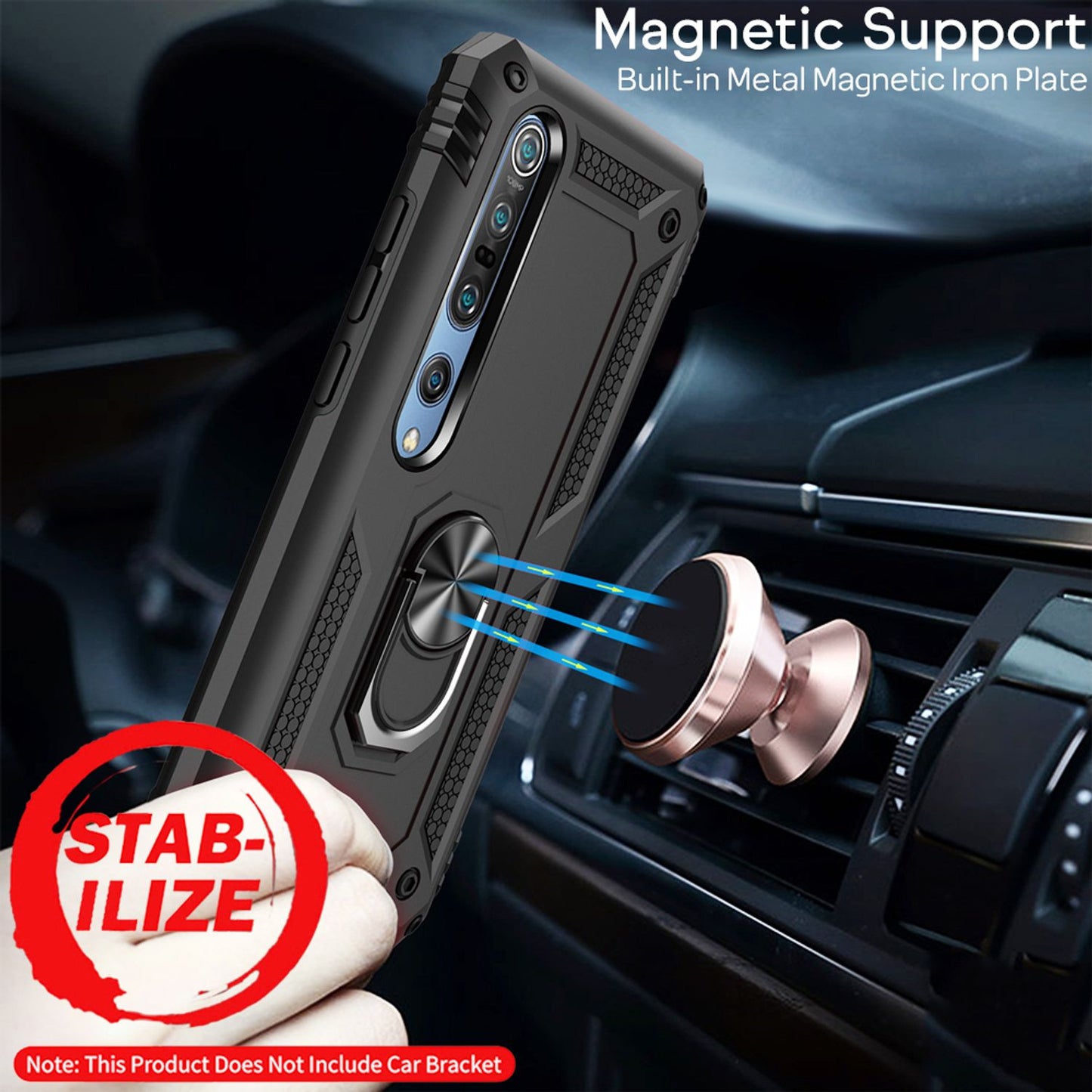 NALIA 360° Ring Phone Case for Xiaomi Mi 10 / Mi 10 Pro, Protective Phone Case Cover