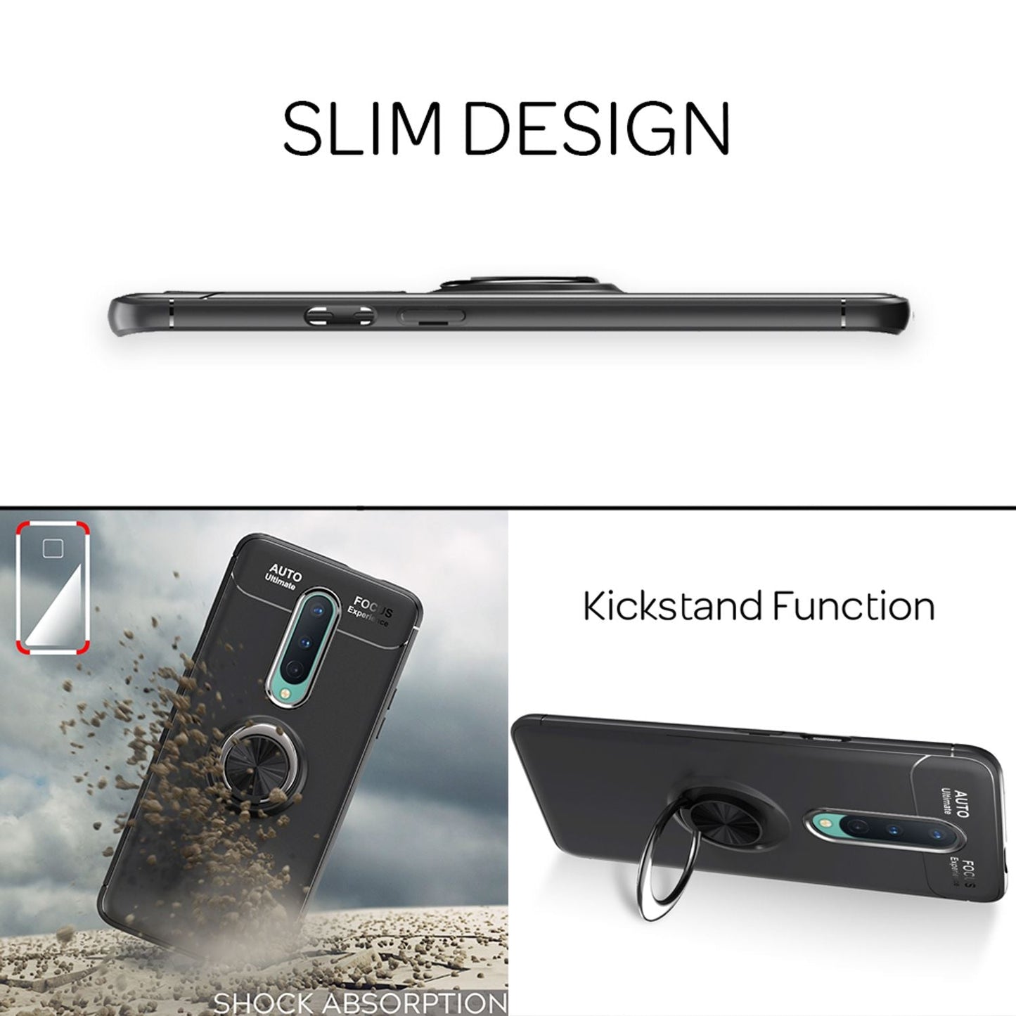 NALIA Ring Case for OnePlus 8, Phone Case Protective Cover Bumper for Car Mount