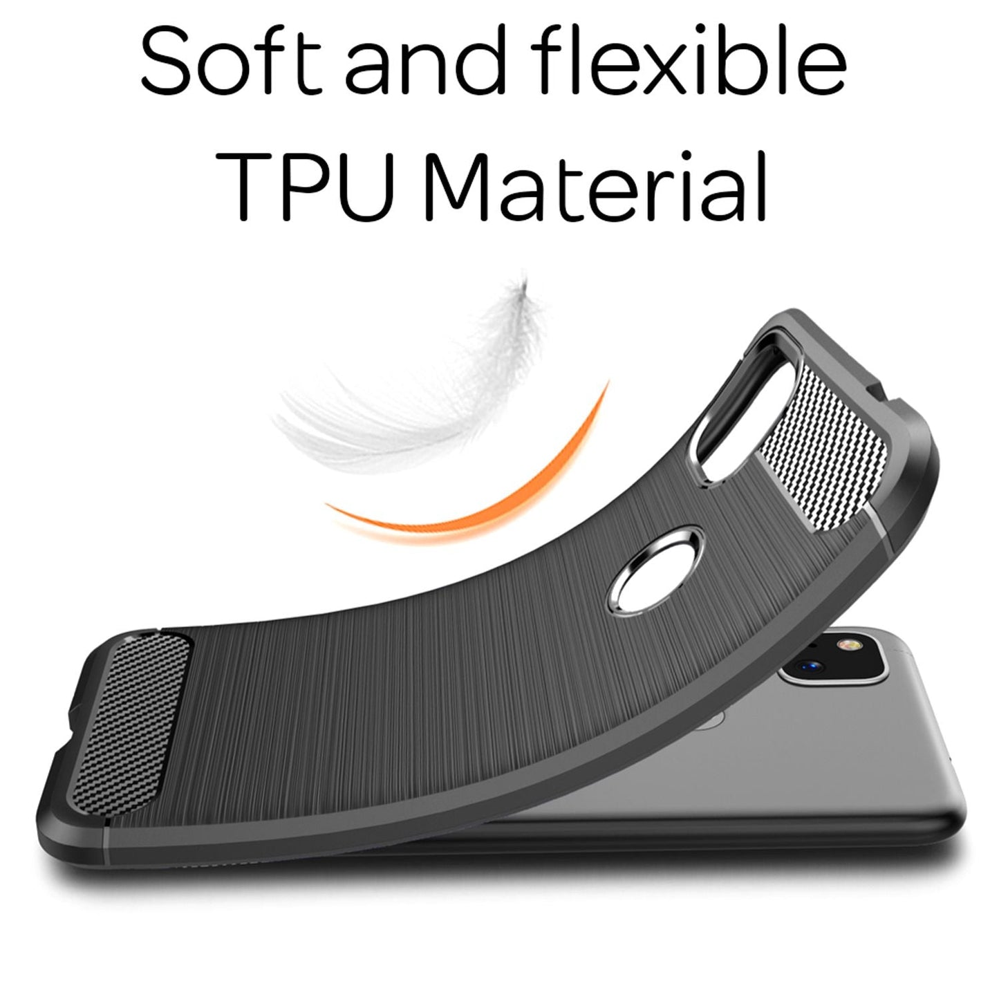 NALIA Phone Case for Google Pixel 4a, Carbon Case Silicone Cover Protective Bag