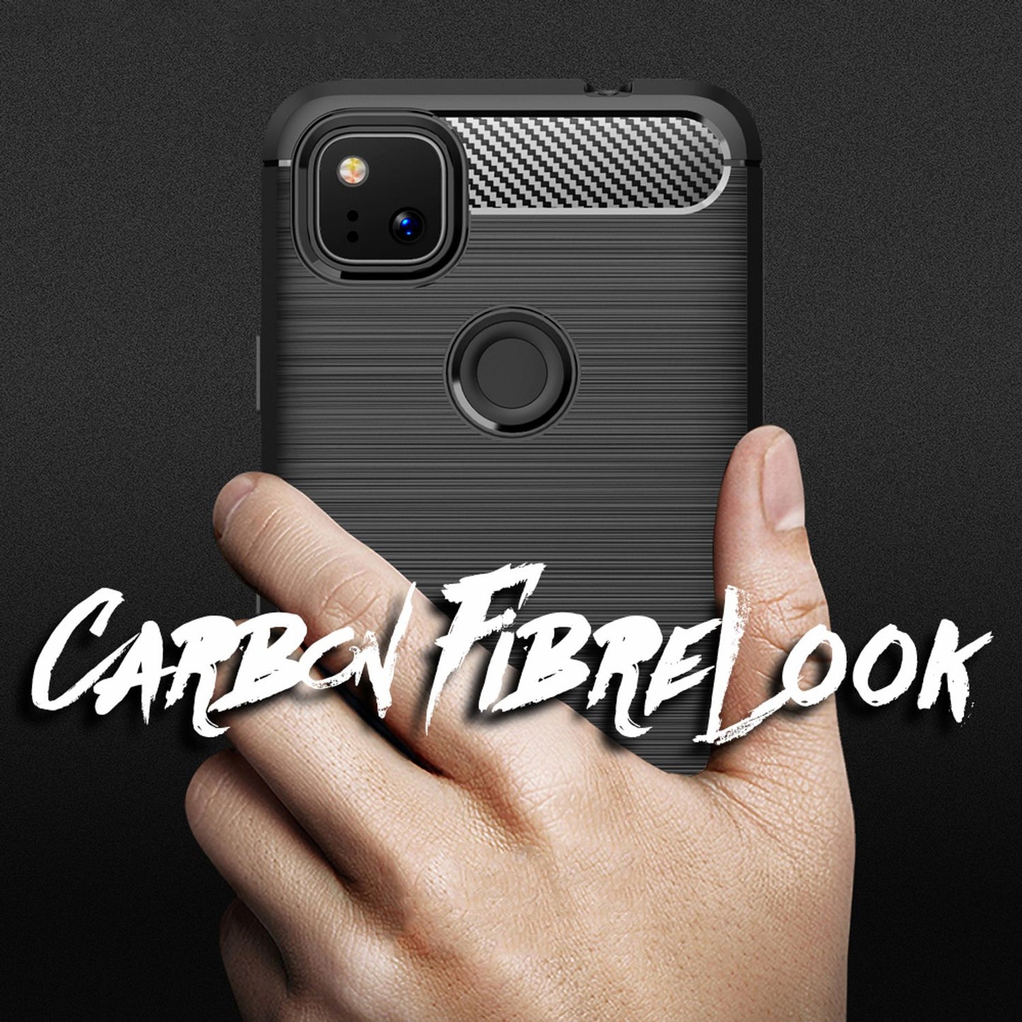 NALIA Phone Case for Google Pixel 4a, Carbon Case Silicone Cover Protective Bag