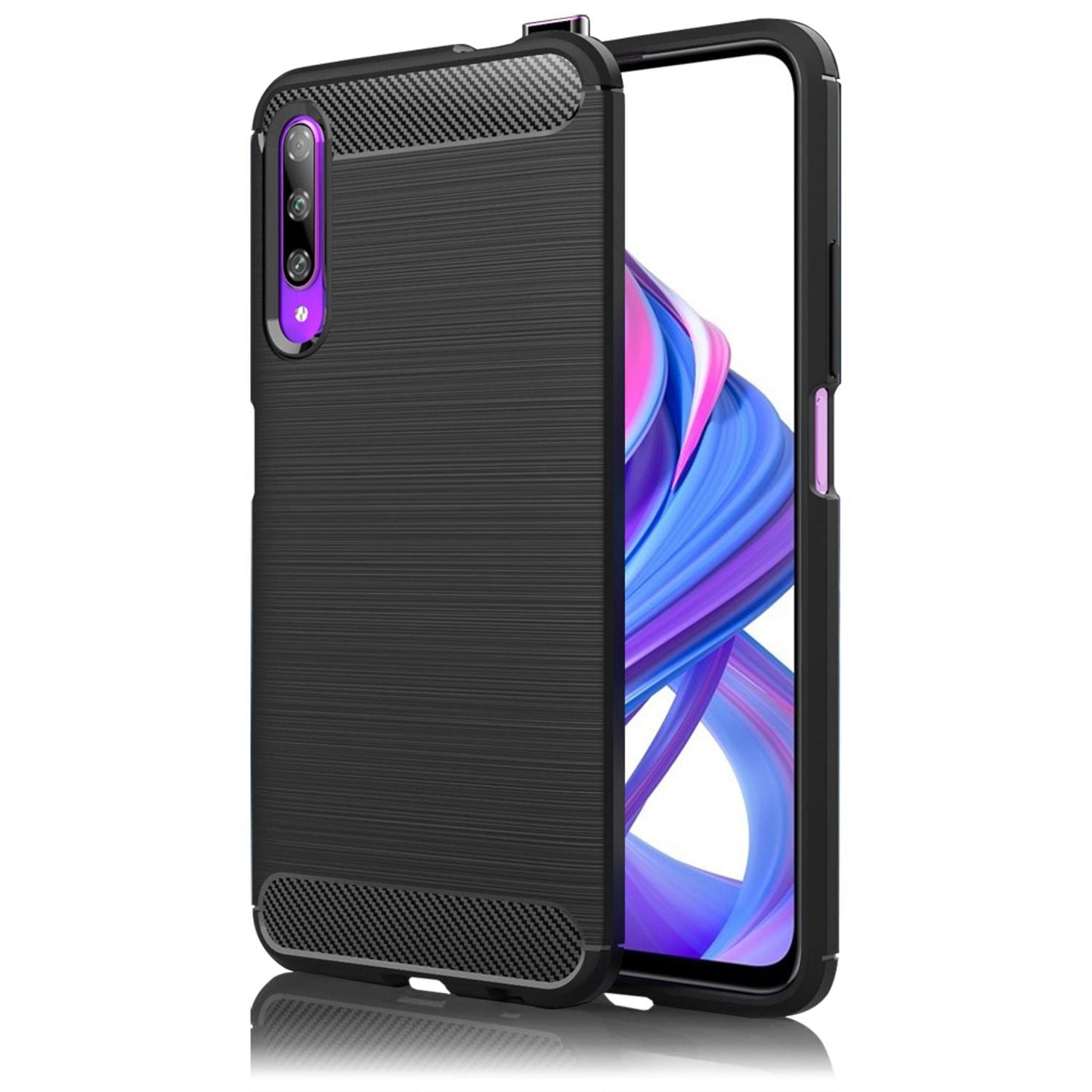 NALIA Phone Case for Honor 9X Pro, Carbon Case Silicone Cover Protective Case Bumper