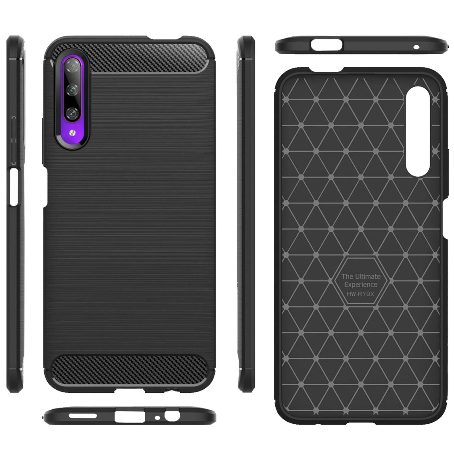 NALIA Phone Case for Honor 9X Pro, Carbon Case Silicone Cover Protective Case Bumper