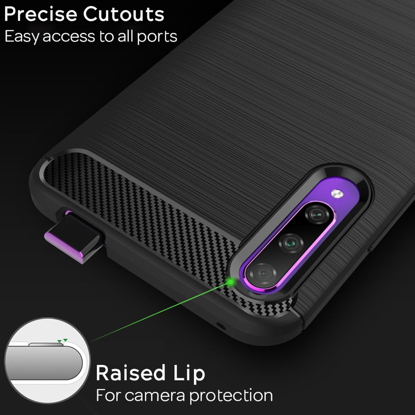 NALIA Phone Case for Honor 9X Pro, Carbon Case Silicone Cover Protective Case Bumper