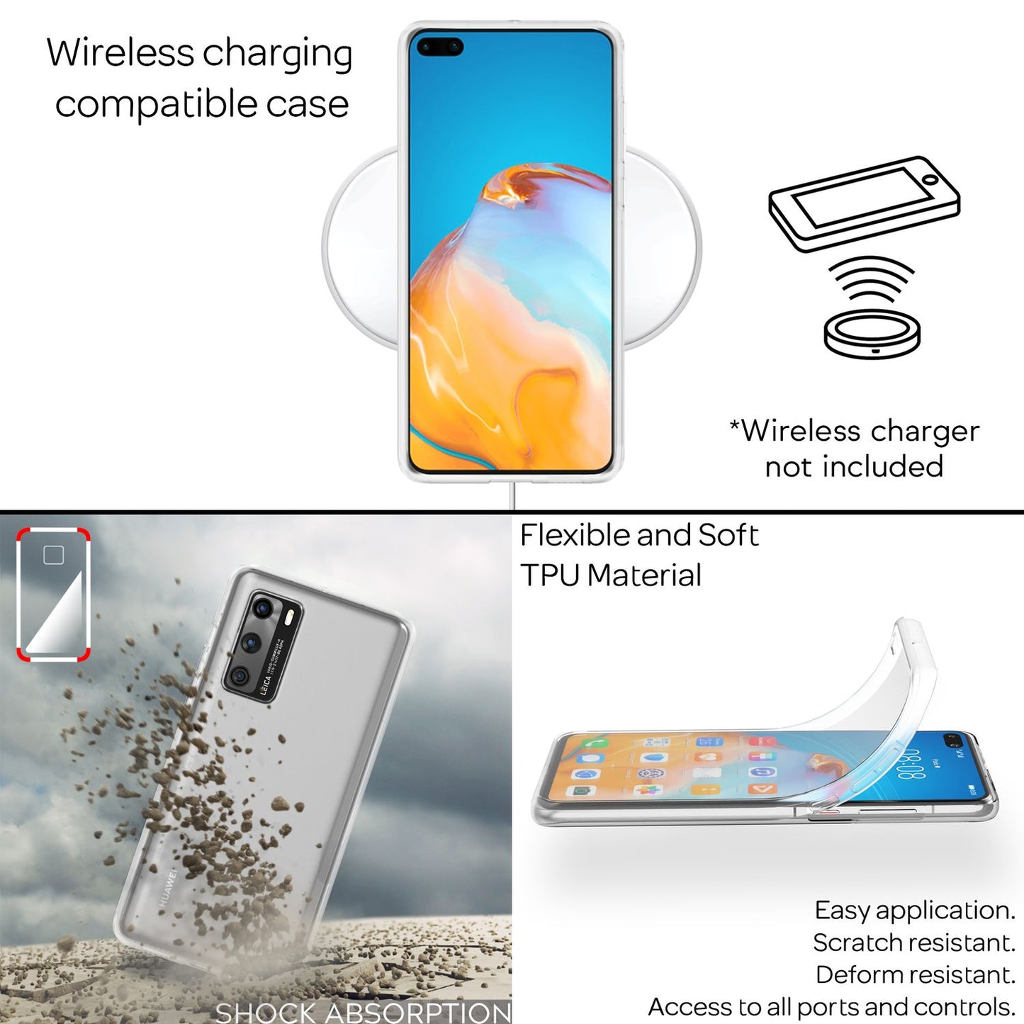 NALIA 360° Phone Case for Huawei P40, Full Cover Protective Case Bumper