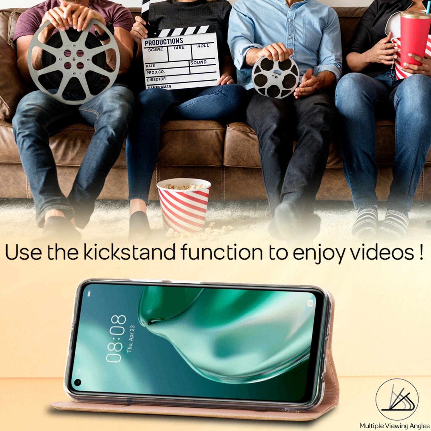 NALIA Flip Case for Huawei P40 lite, Faux Leather Cover Bumper Case