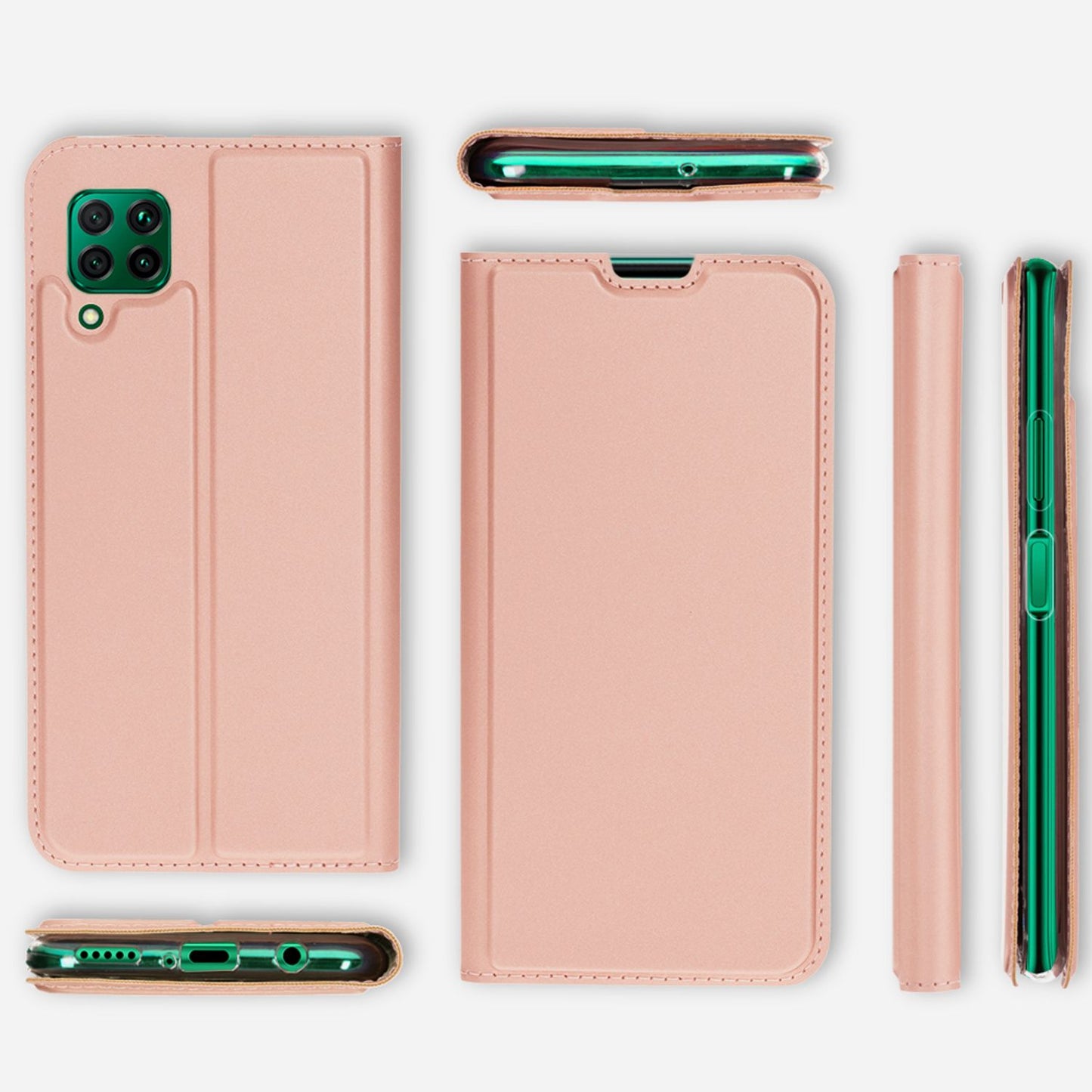 NALIA Flip Case for Huawei P40 lite, Faux Leather Cover Bumper Case