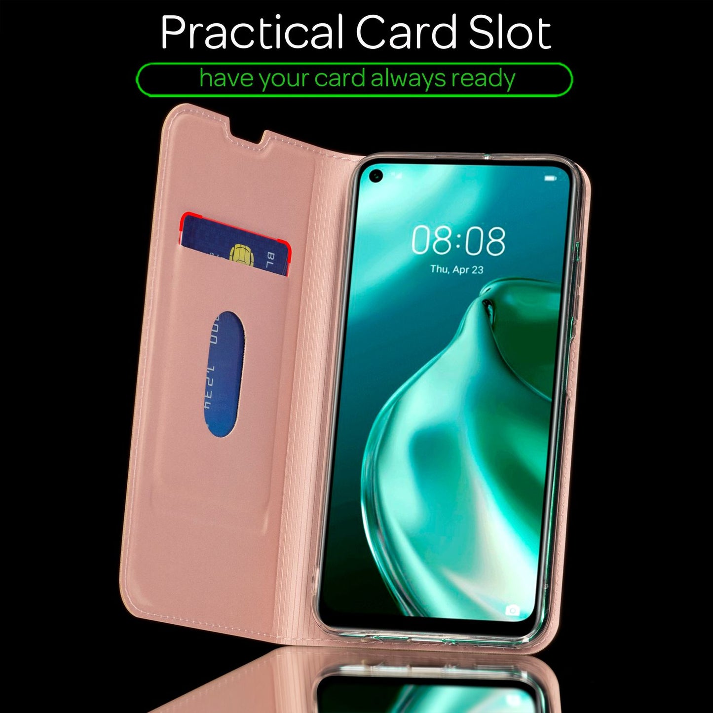 NALIA Flip Case for Huawei P40 lite, Faux Leather Cover Bumper Case