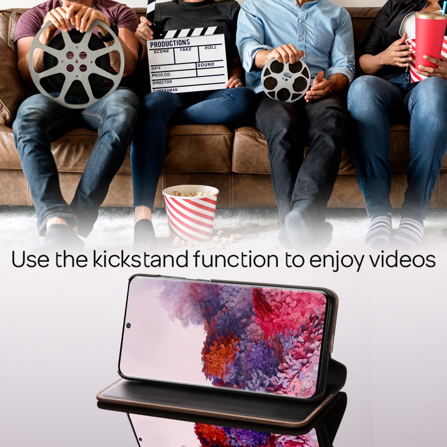 NALIA Flip-hulstur úr ekta tré fyrir Samsung Galaxy S20, símahulstur úr tré