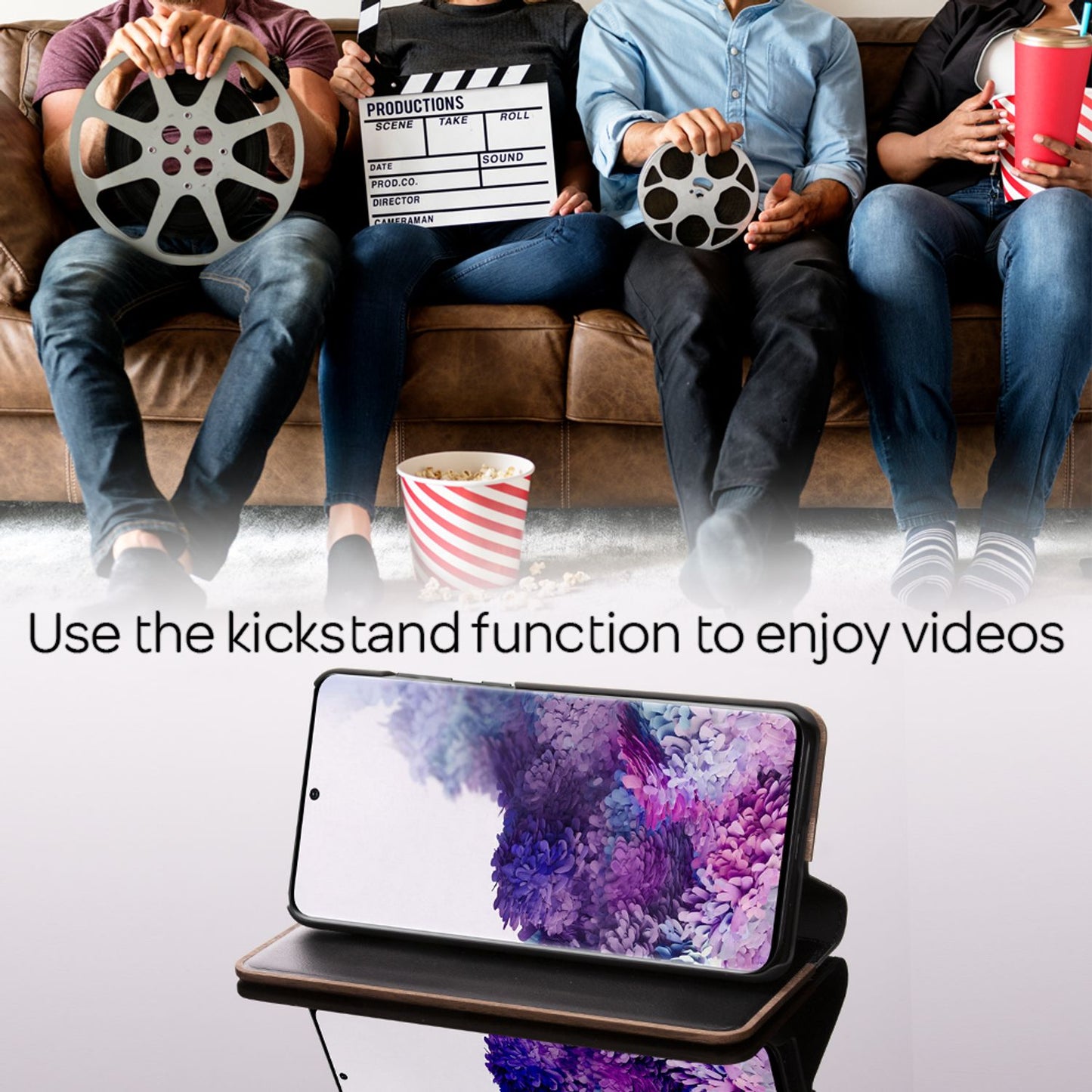 NALIA Real Wood Flip Case for Samsung Galaxy S20 Plus, Wood Cover Phone Case