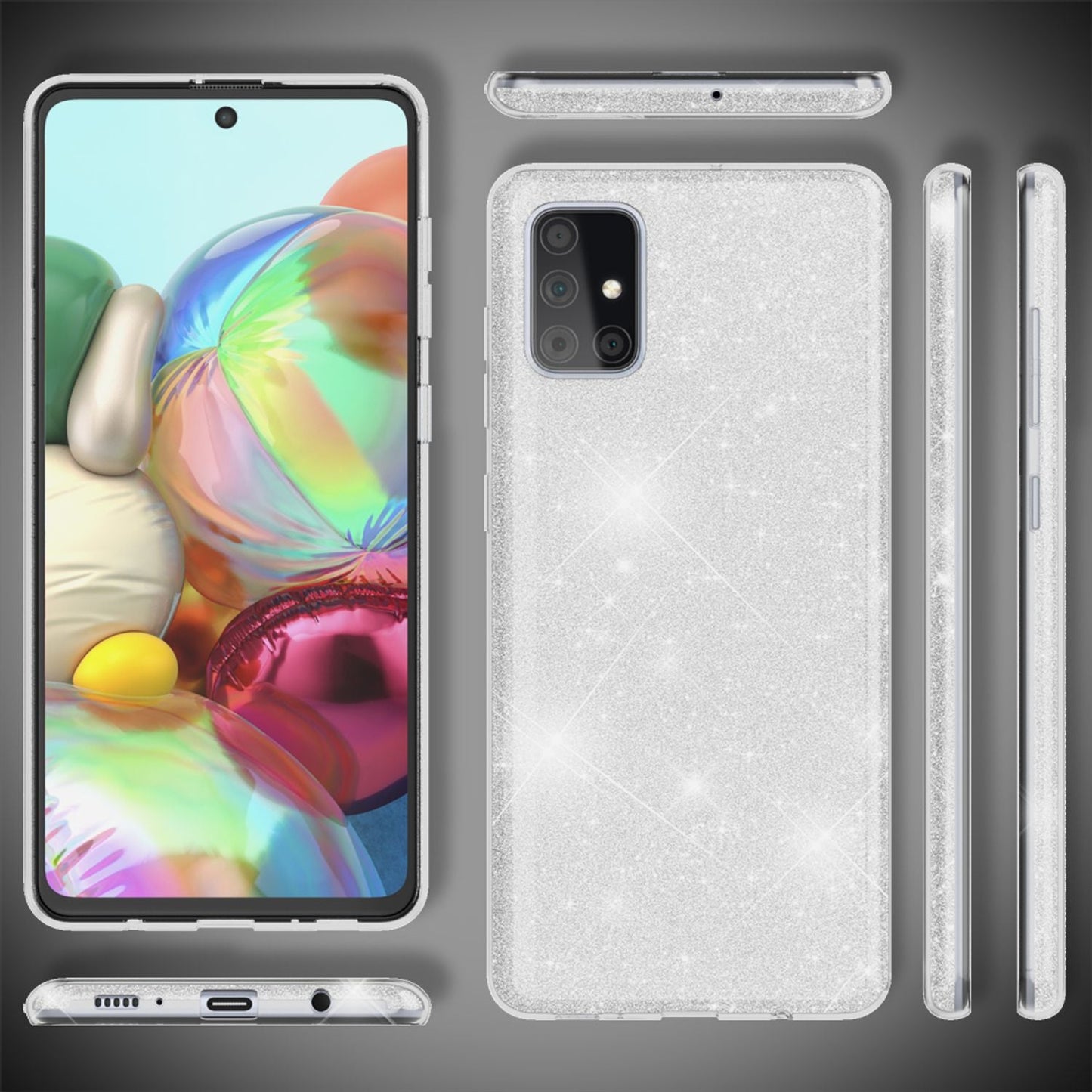 NALIA Glitrandi símahulstur fyrir Samsung Galaxy A51, Glitrandi sílikonhulstur