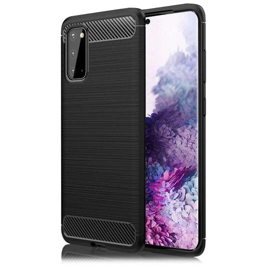 NALIA Carbon Look Phone Case for Samsung Galaxy S20, Shockproof Silicone Cover