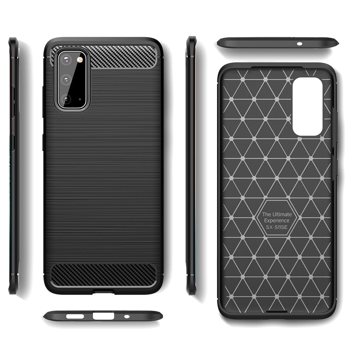 NALIA Carbon Look Handy Hülle für Samsung Galaxy S20, Stoßfestes Silikon Cover