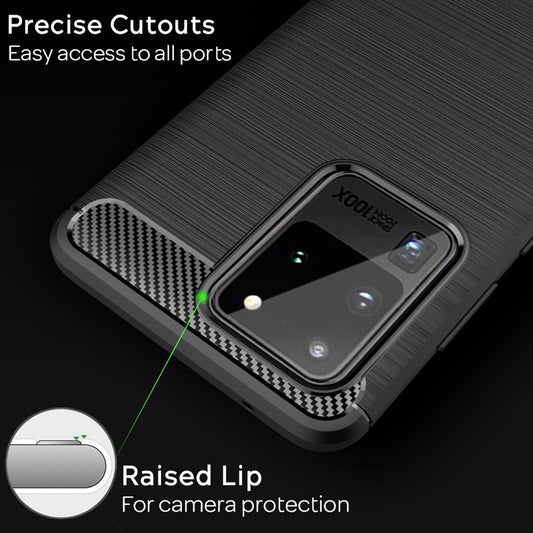 NALIA Carbon Look Handy Hülle für Samsung Galaxy S20 Ultra,  Silikon Cover Case