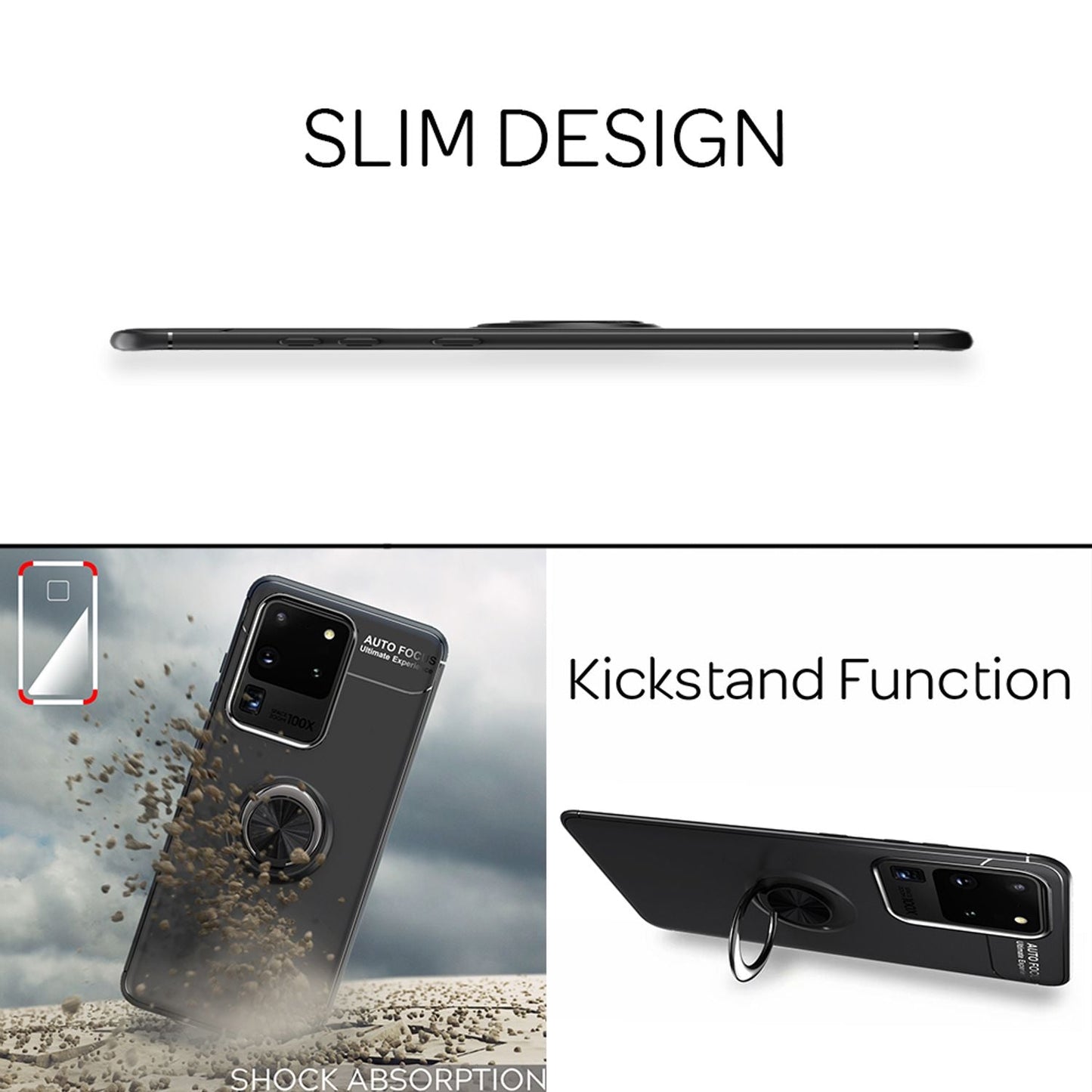 NALIA Ring símahulstur fyrir Samsung Galaxy S20 Ultra, sílikon hulstur